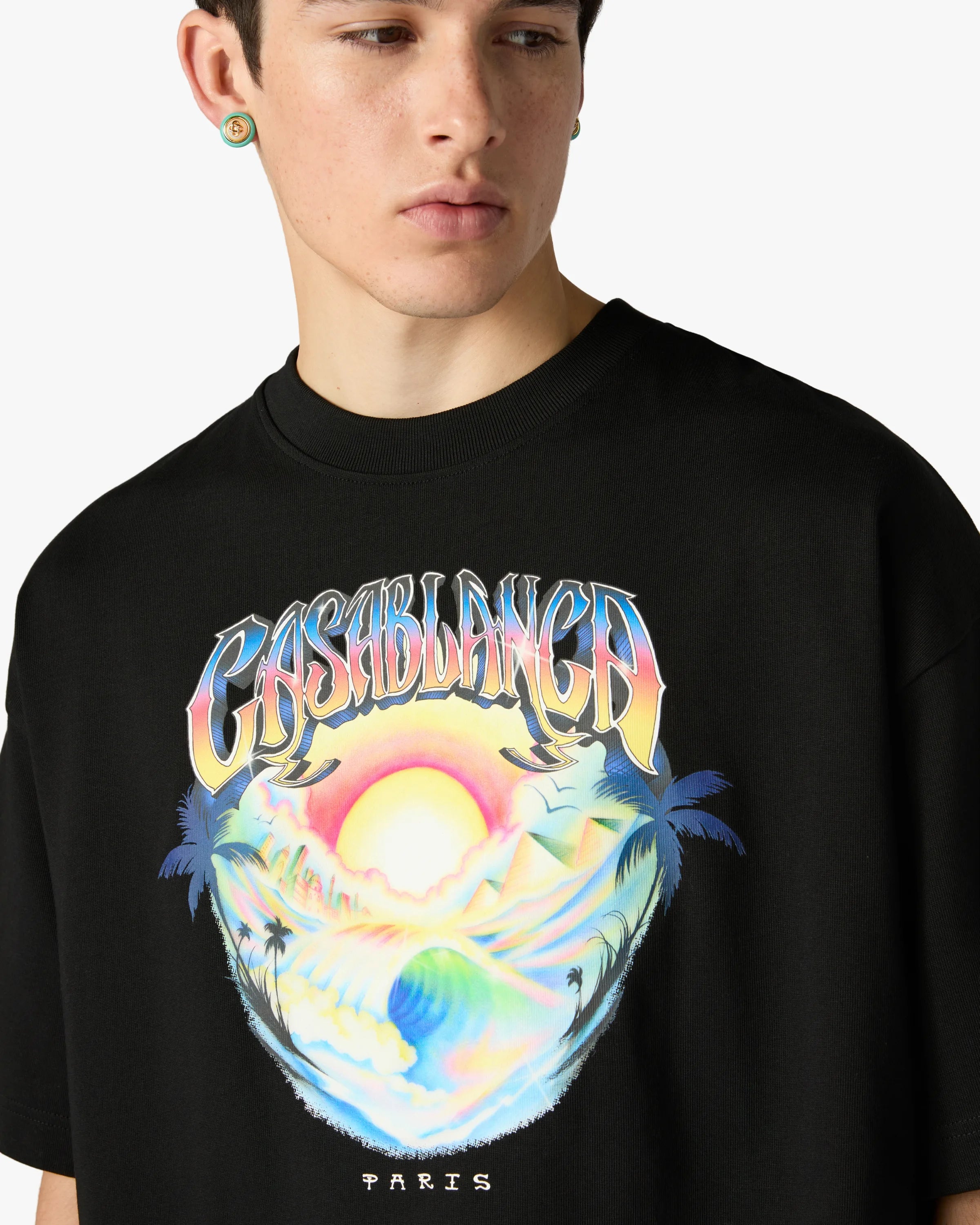 Casablanca Airspray t-shirt nera oversize cotone