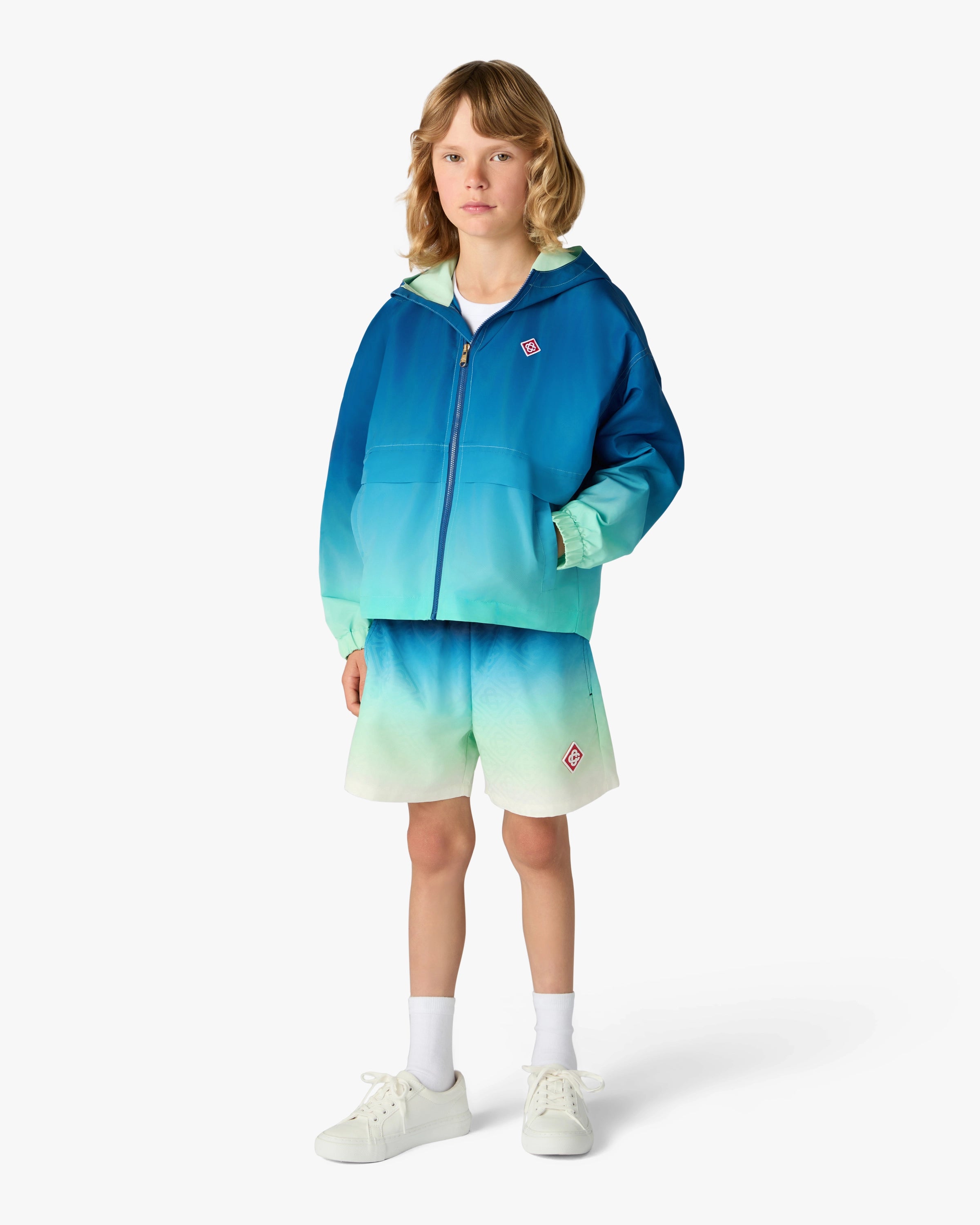 Casablanca Gradient giacca bambino blu verde con cappuccio