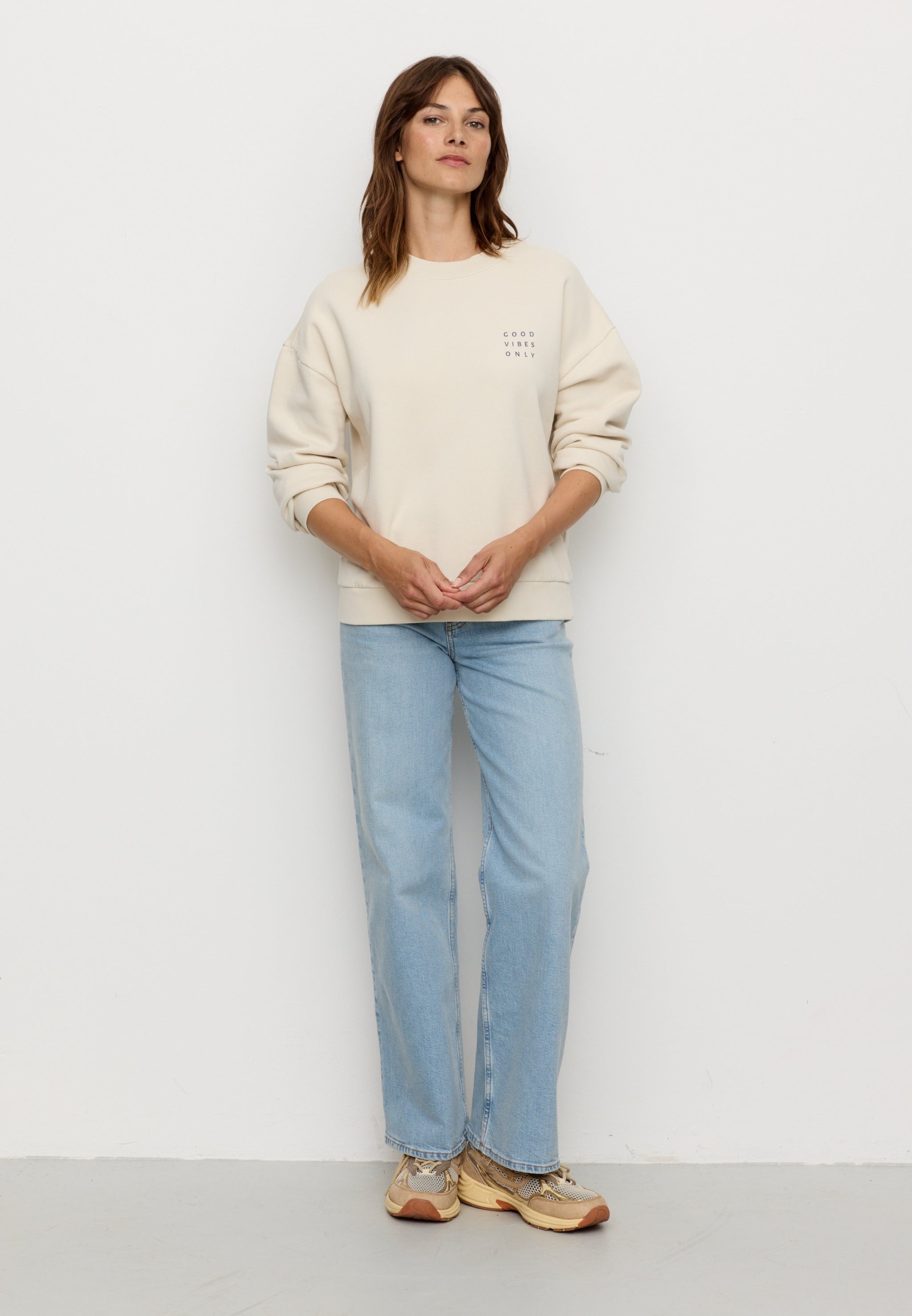 Recolution Nerine Good Vibes felpa bianco cotone bio