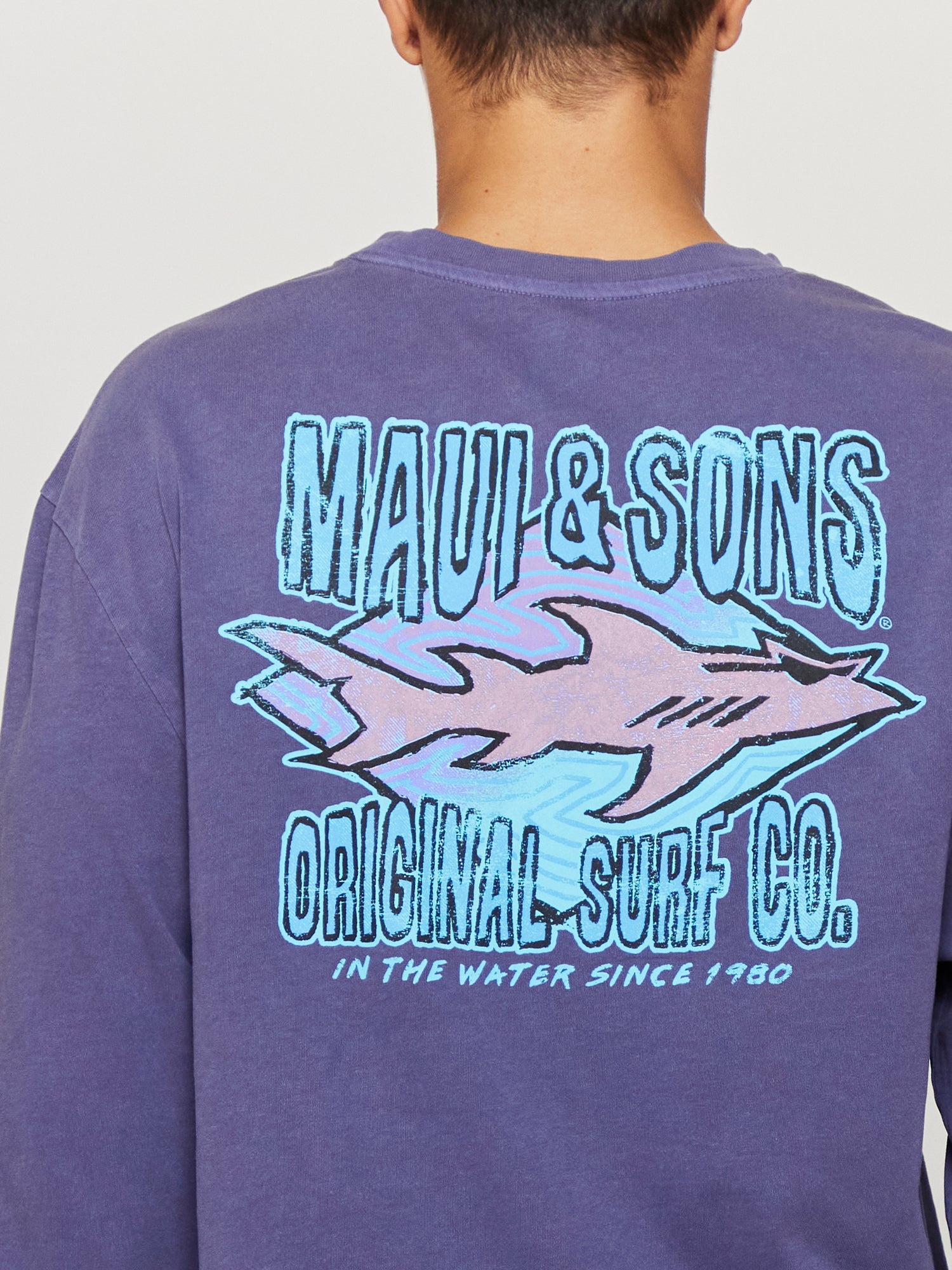 Maui and Sons Shark Surf Co. maglia manica lunga viola cotone