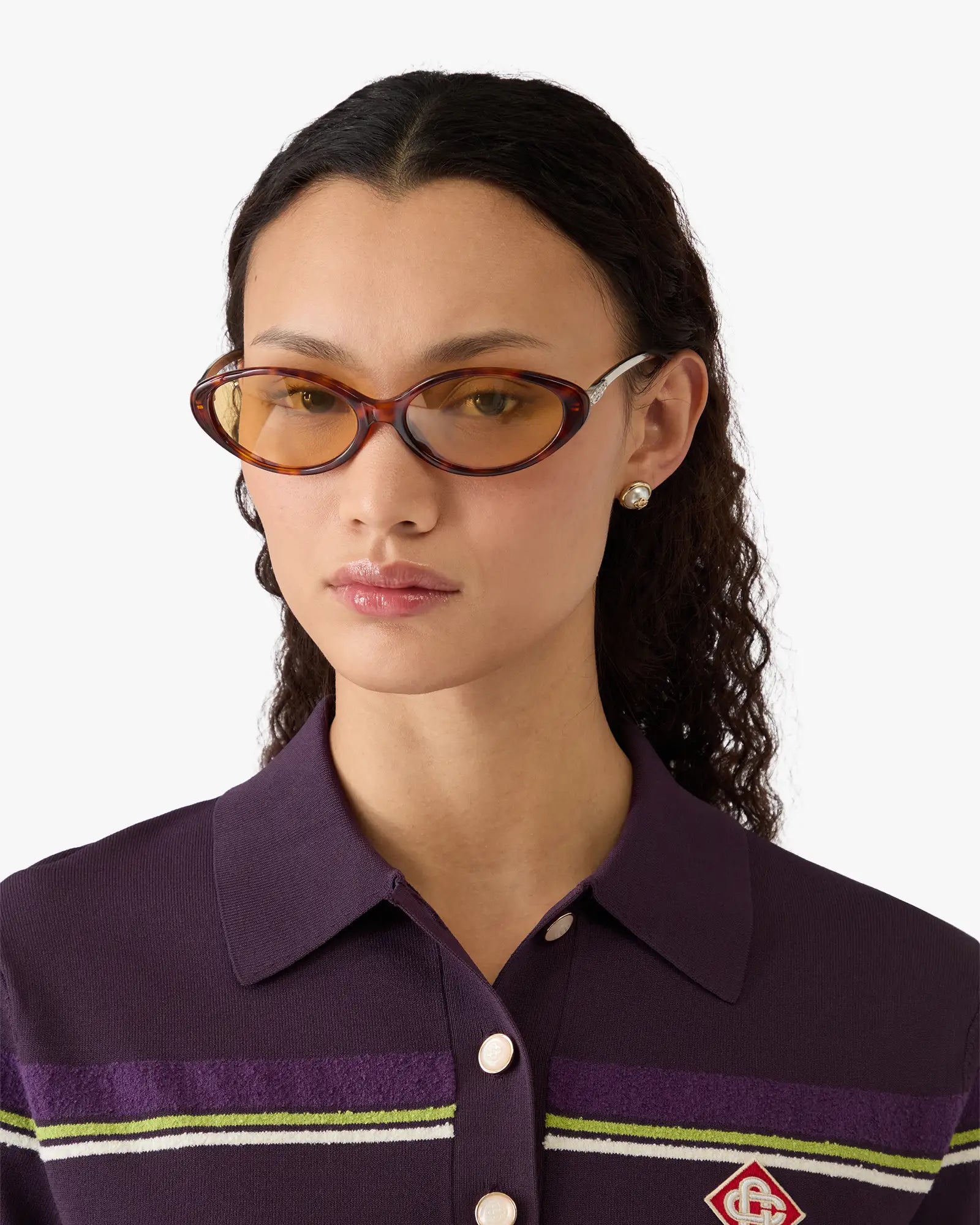 Casablanca Oval Curve occhiali da sole giallo tartarugato UV