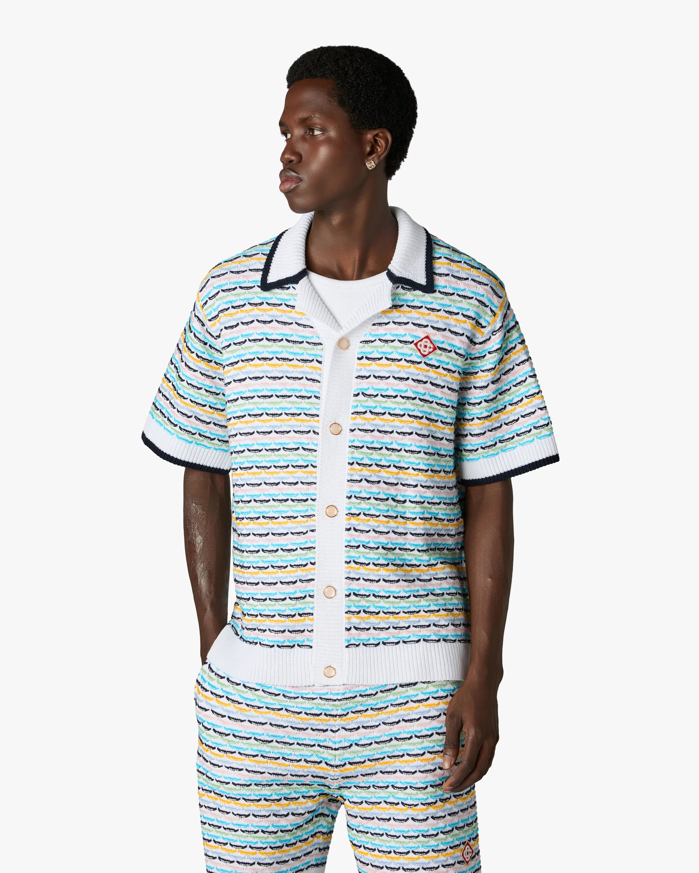 Casablanca Tuck Stitch camicia crochet multicolore
