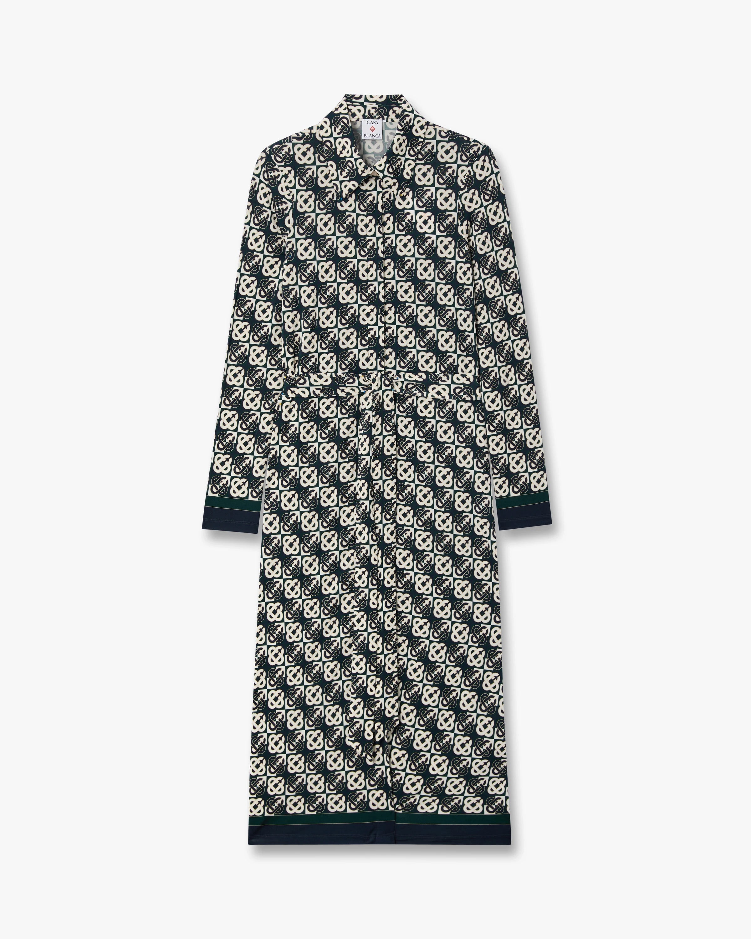 Casablanca Monogram abito midi verde navy viscosa