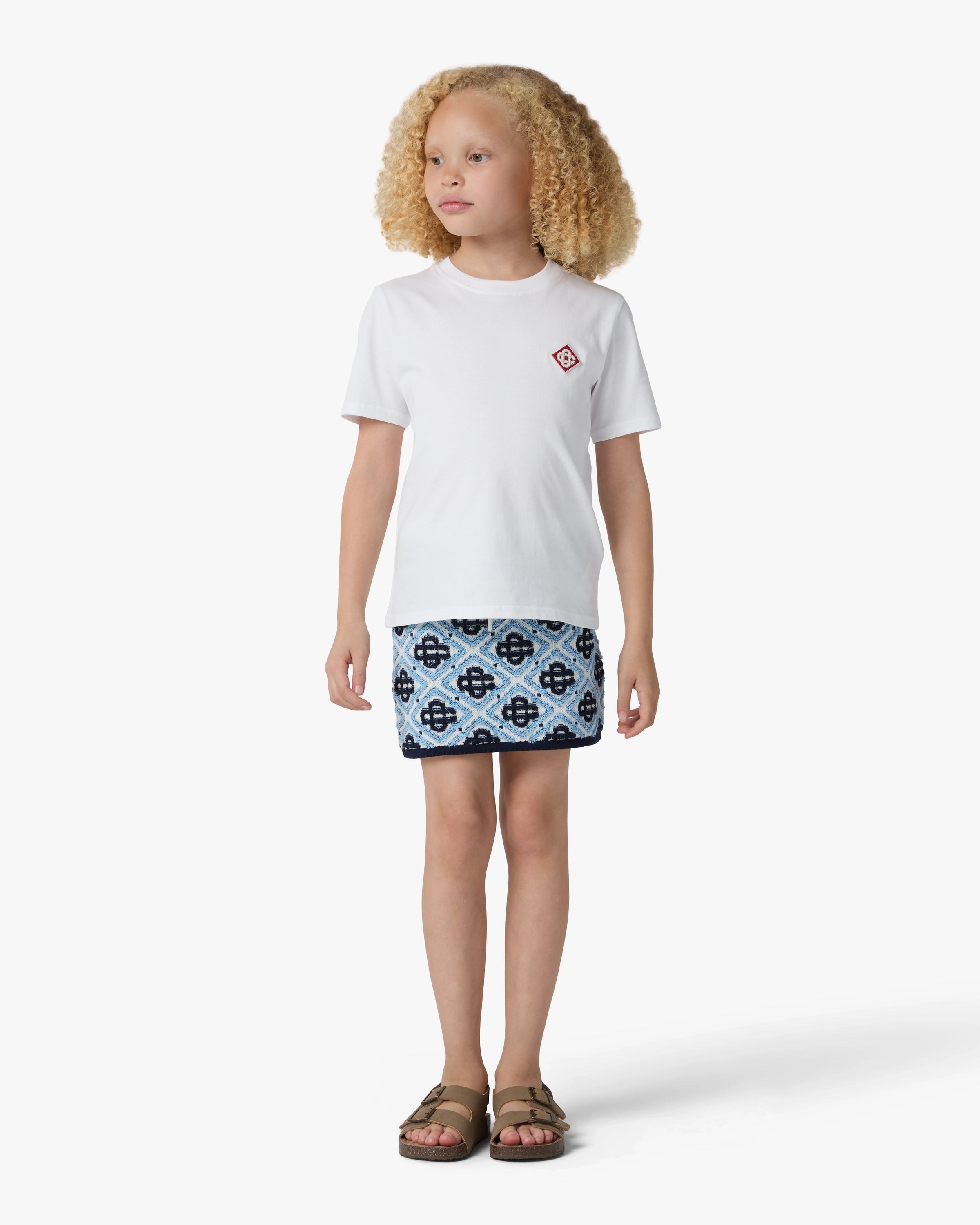 Casablanca Diamond Logo maglietta bianca bambino cotone organico