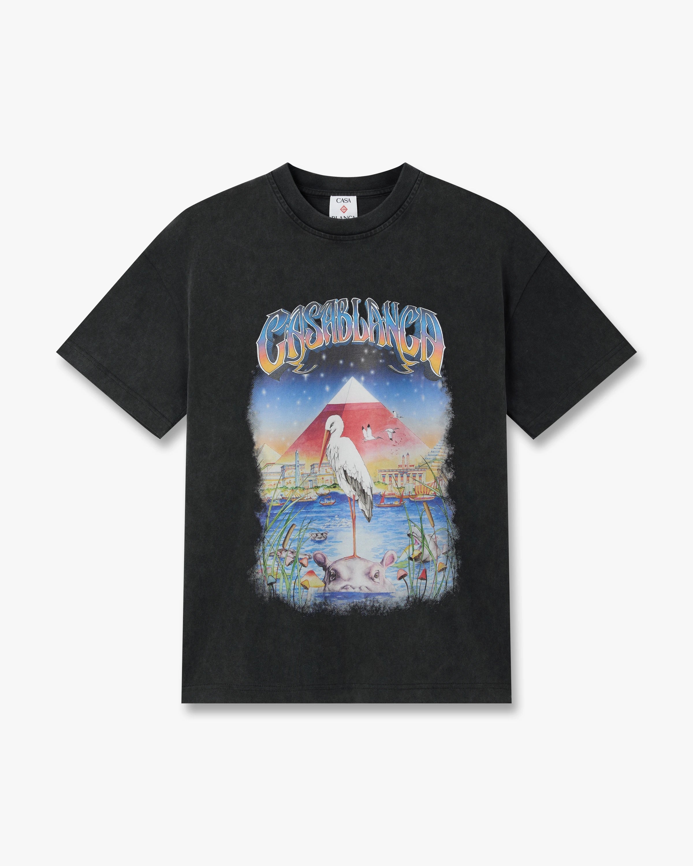 Casablanca Egypt As It Was t-shirt nera oversize stampa