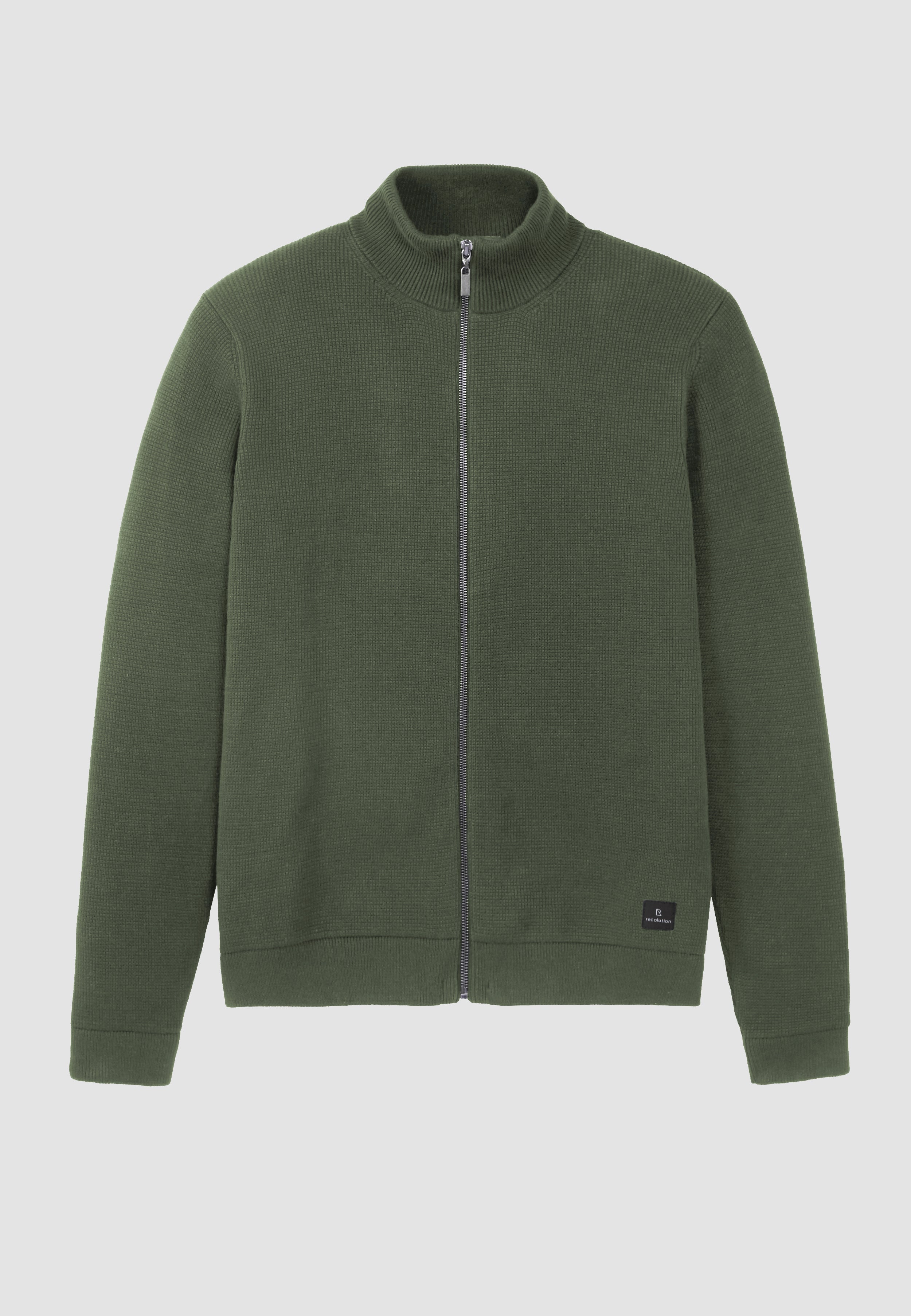 Recolution Tarragon cardigan khaki scuro cotone bio