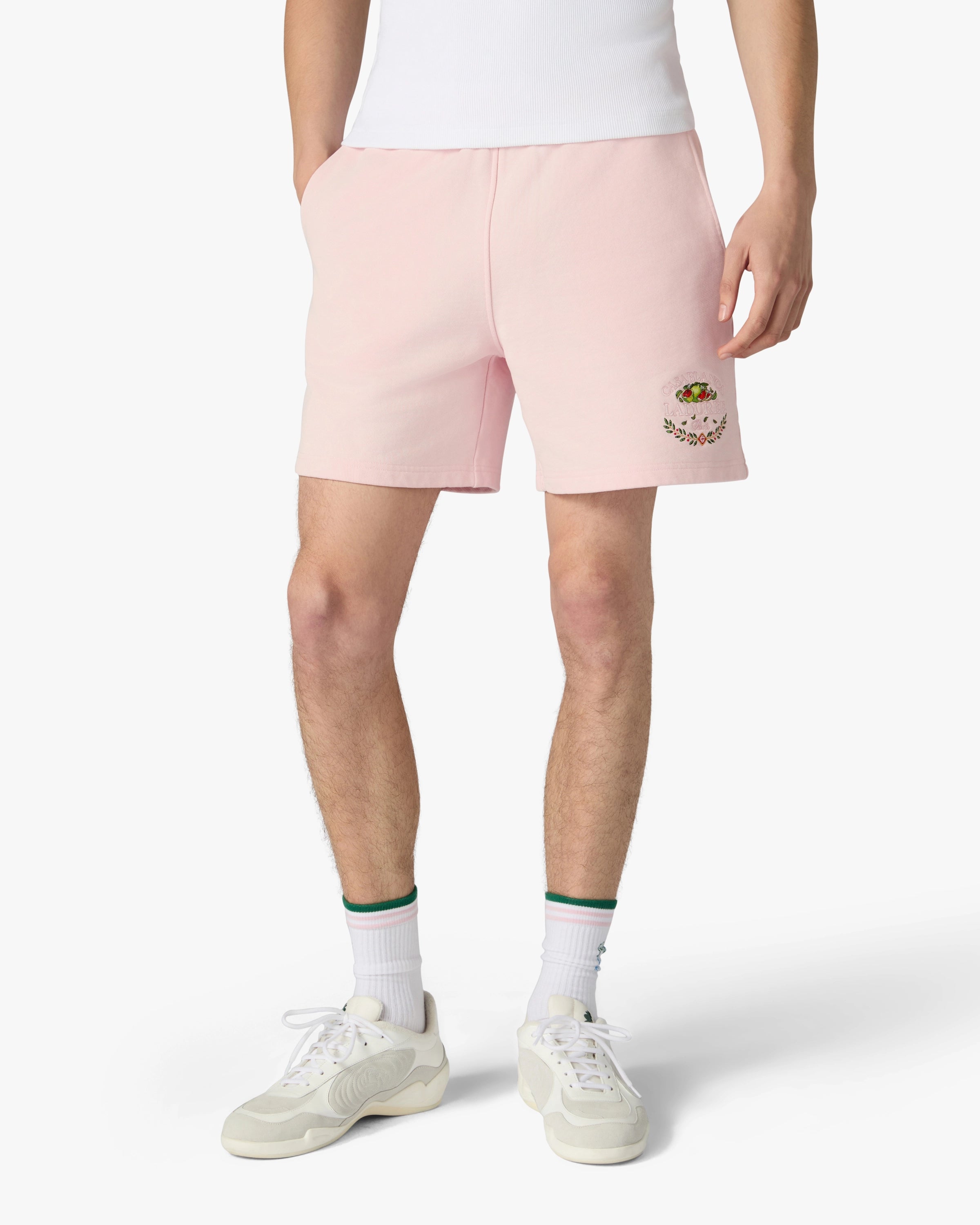 Casablanca Laduree shorts donna rosa cotone ricamato