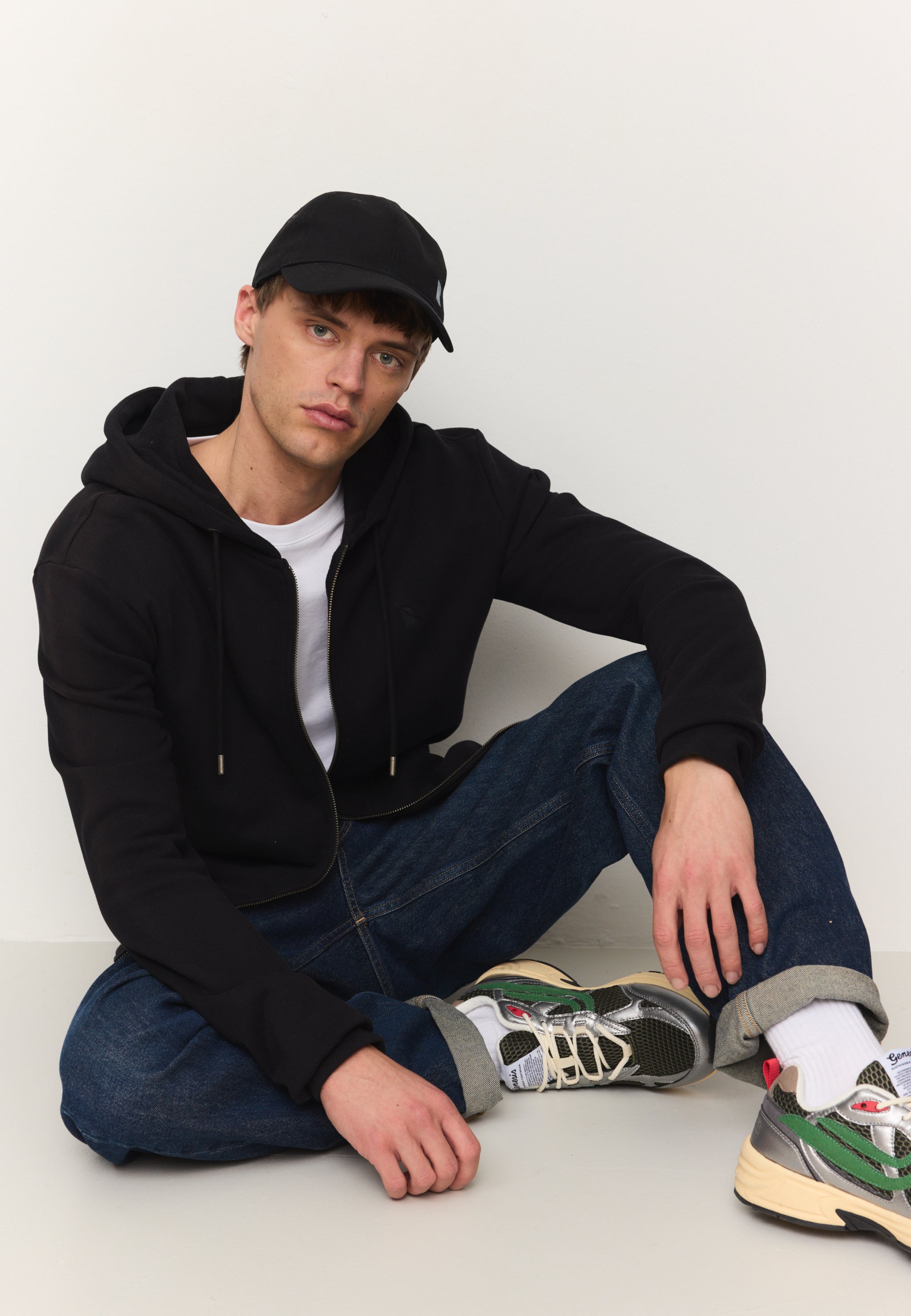 Recolution Birch felpa con zip nero cotone bio