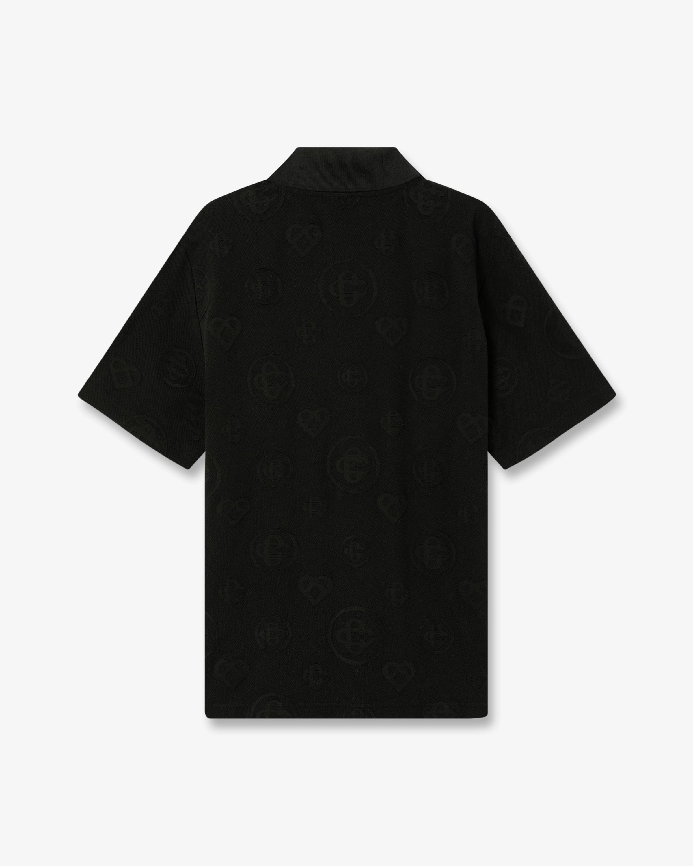 Casablanca Applique Monogram polo manica corta nero cotone bio