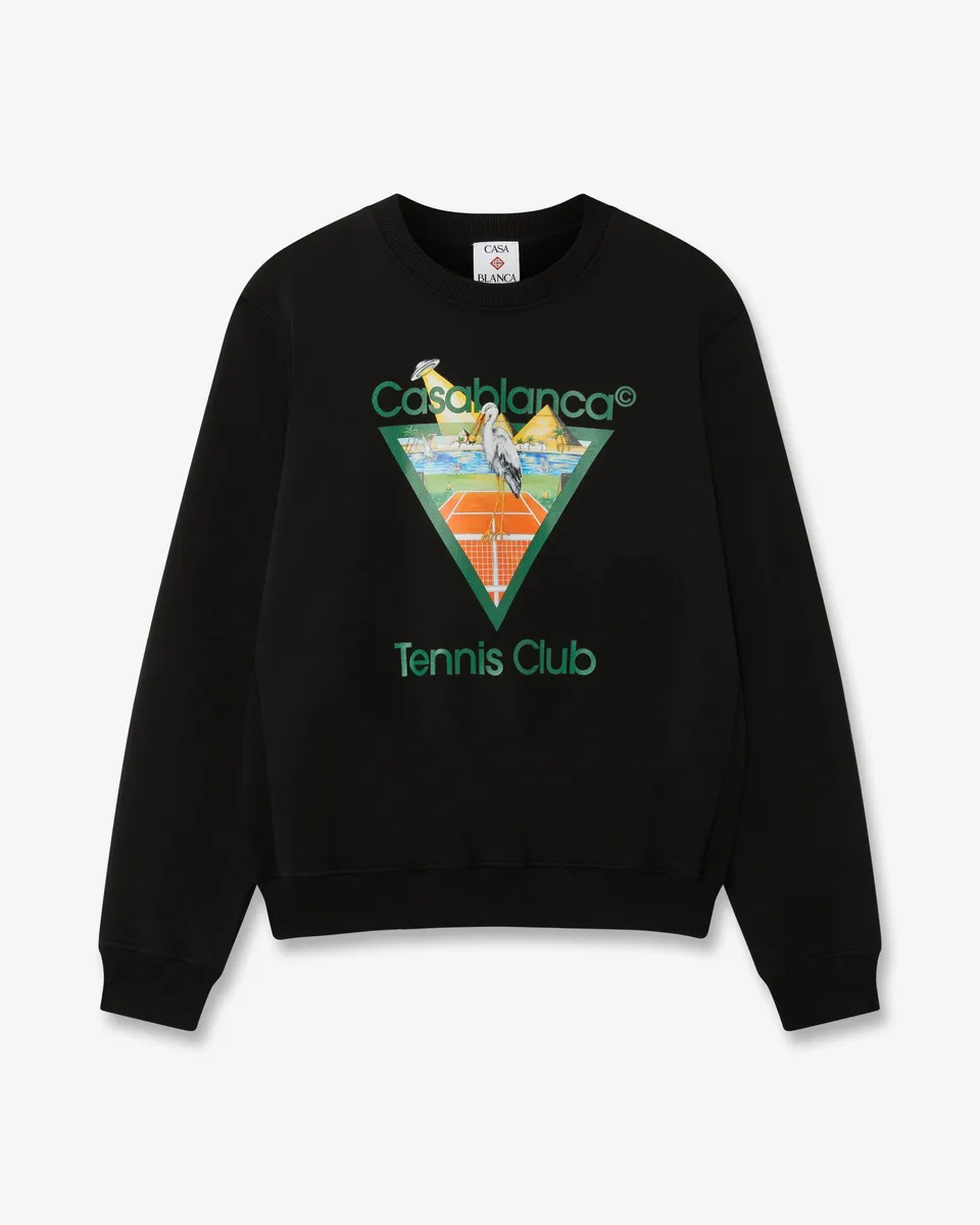 Casablanca Tennis Club Icon Pyramid Abduction felpa nera cotone