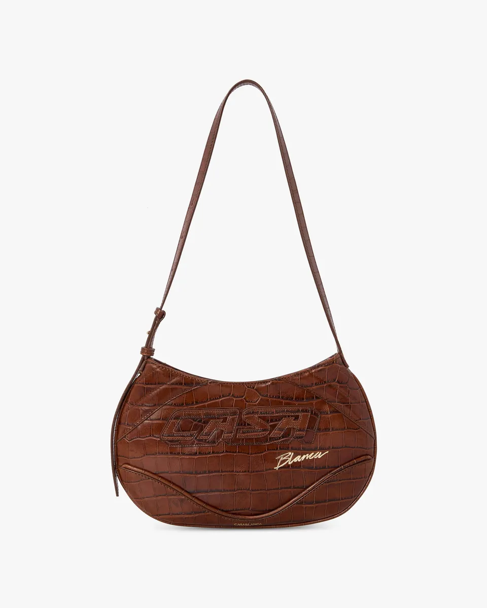 Casablanca Slim Biker borsa marrone pelle stampa