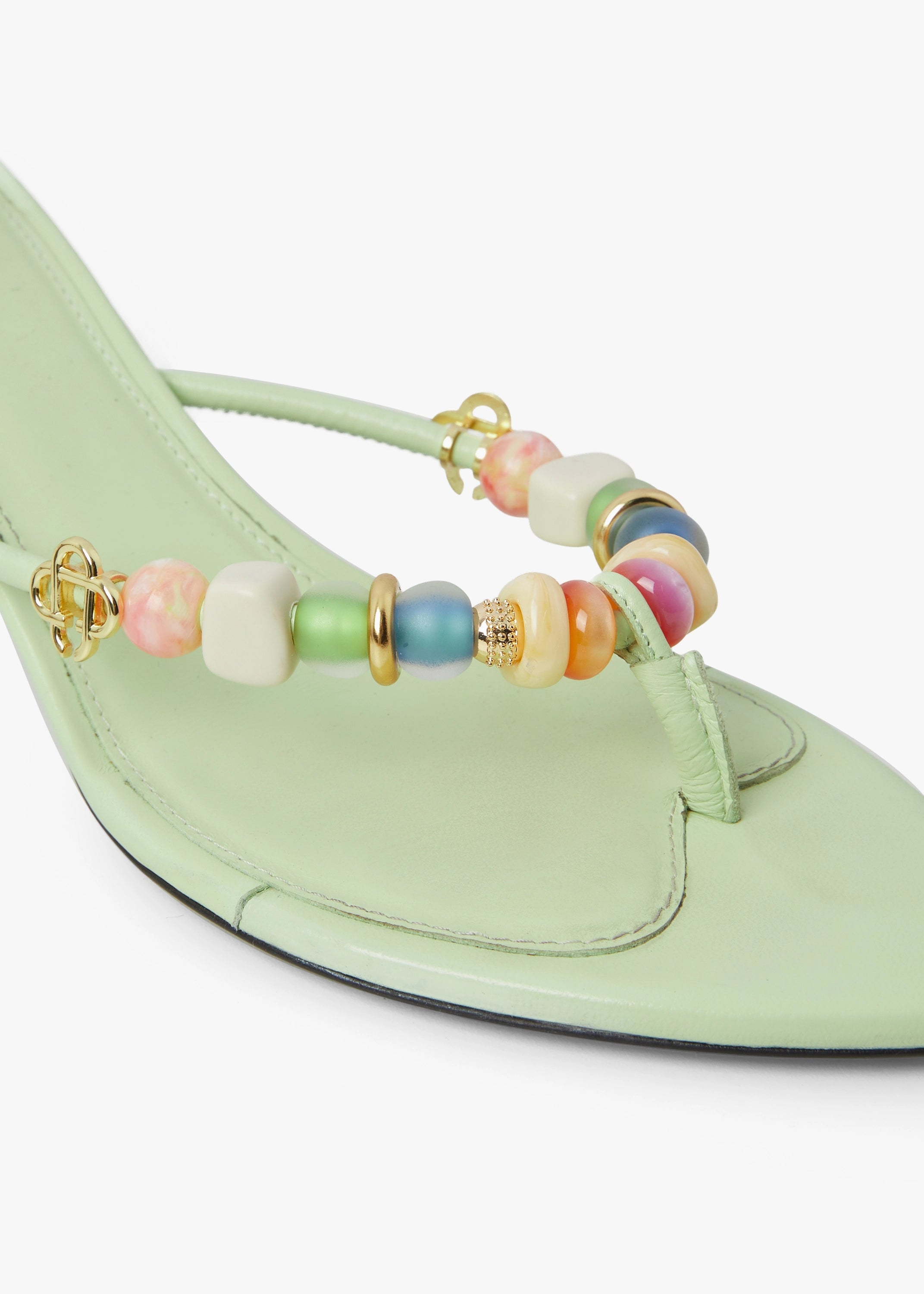 Casablanca Mint Beaded sandali donna menta pelle tacco 7cm