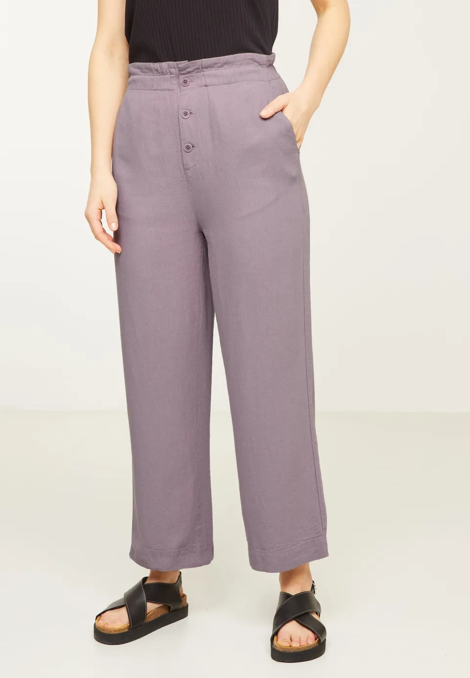 Recolution Liriope pantaloni donna lilla lino