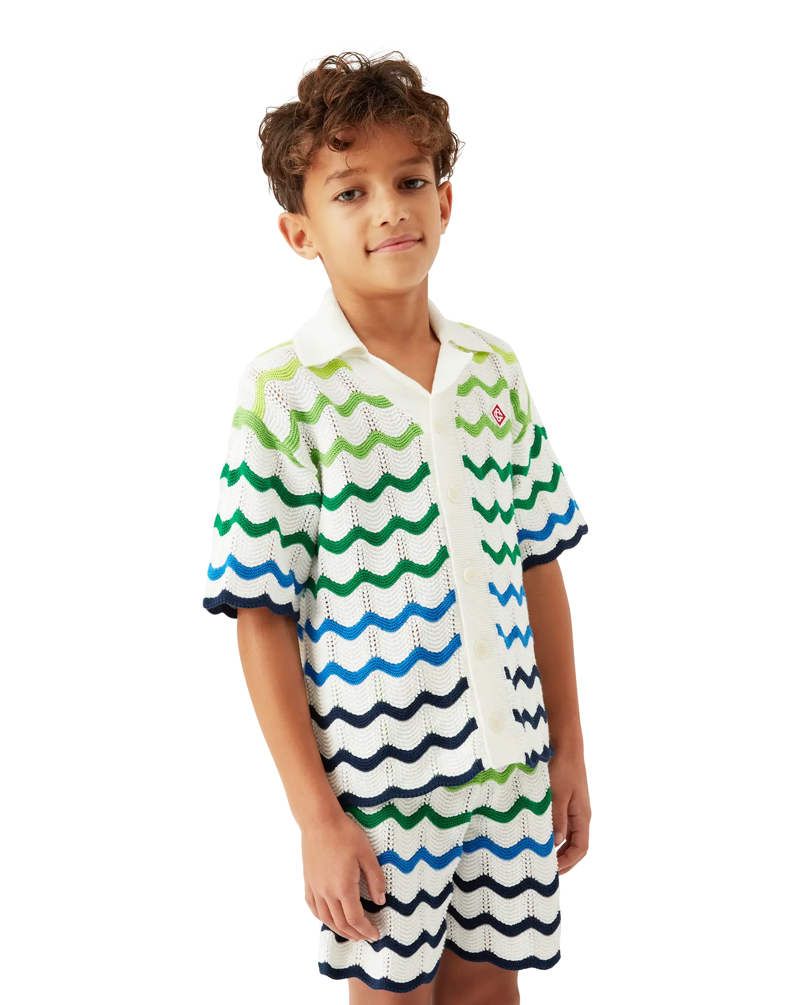 Casablanca Gradient Wave camicia bambino verde cotone