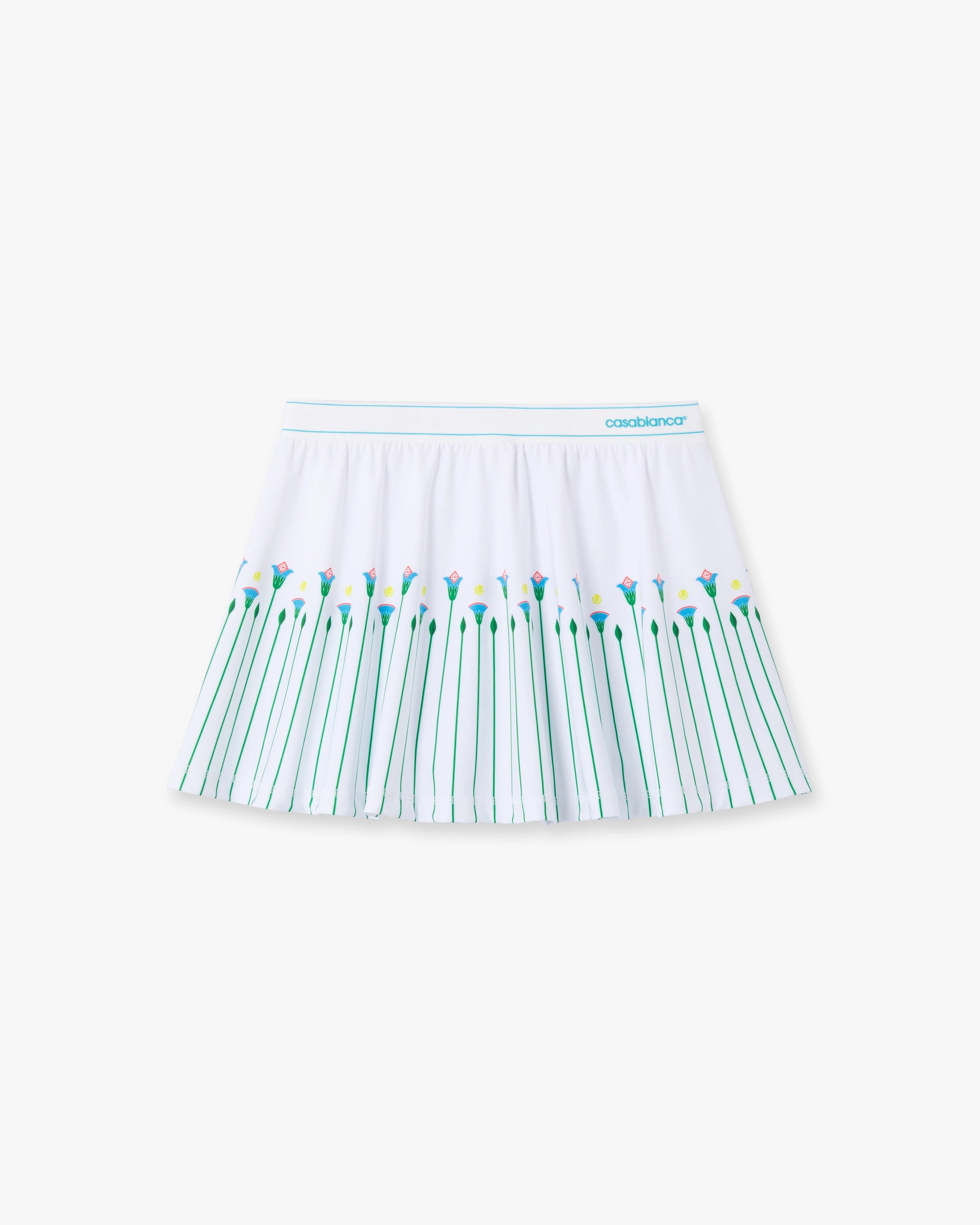 Casablanca Floral Stripe gonna tennis bianca mini