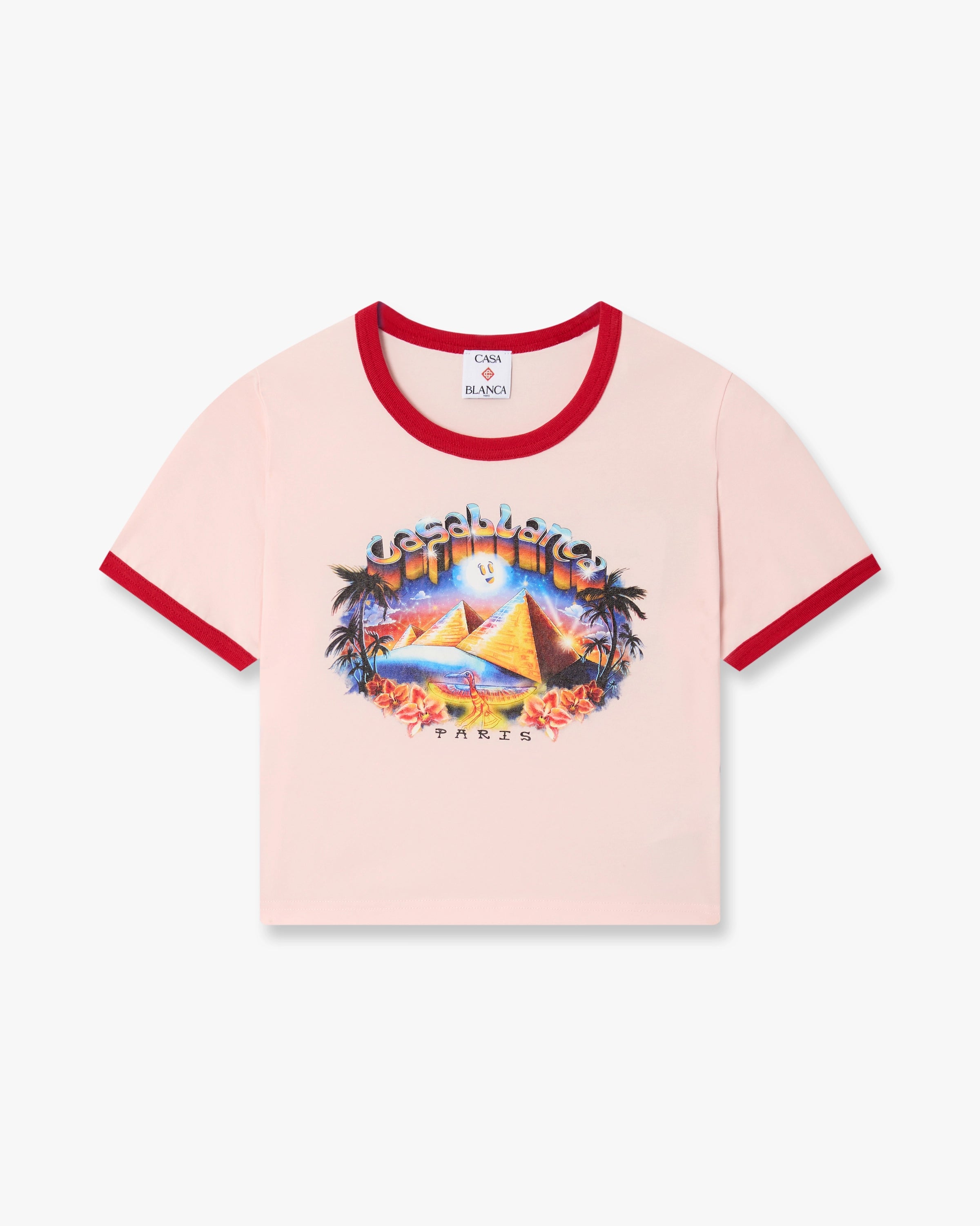 Casablanca Pyramid Tourism t-shirt rosa cropped slim