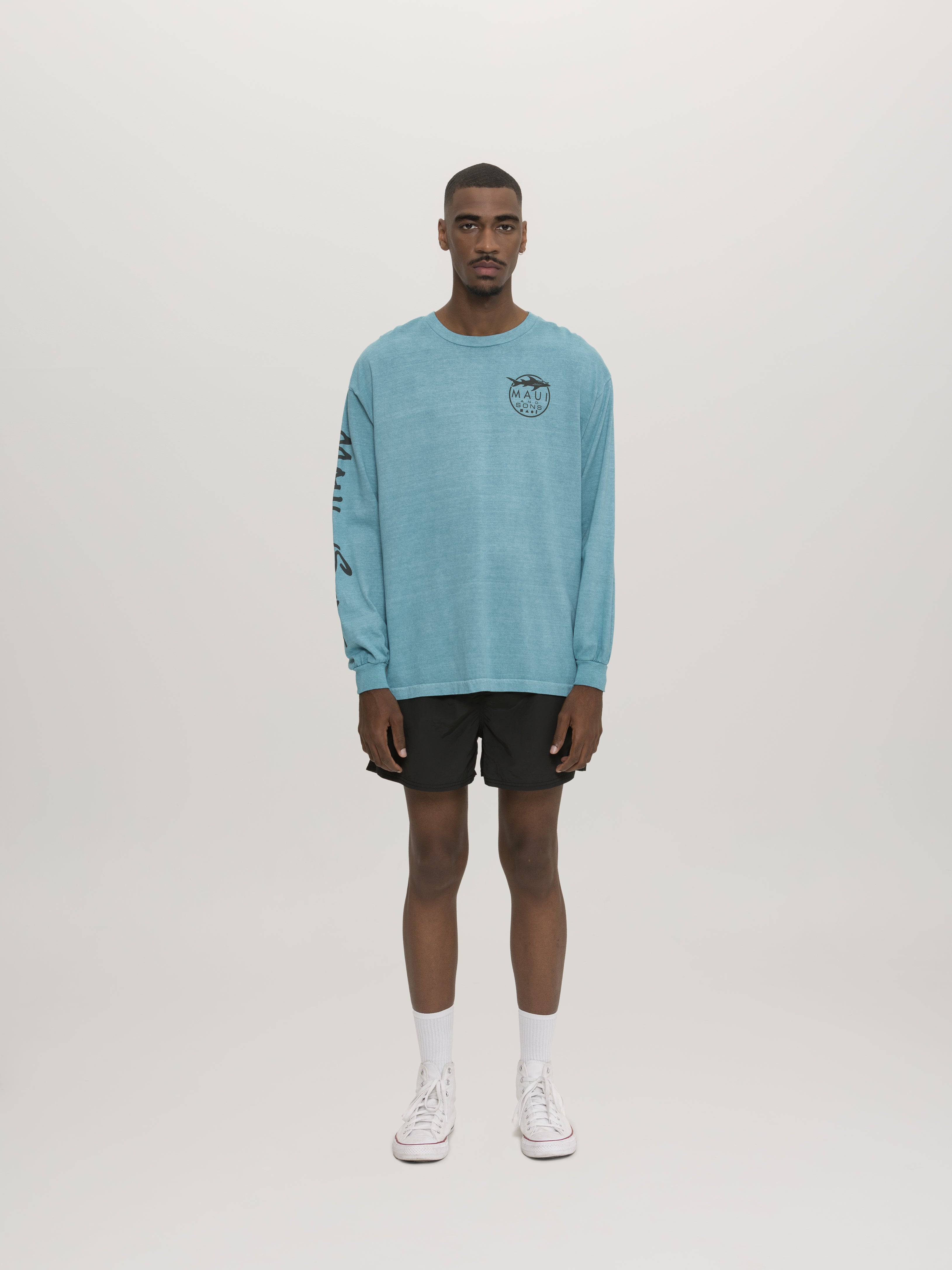 Maui and Sons Shark Logo maglia maniche lunghe cotone