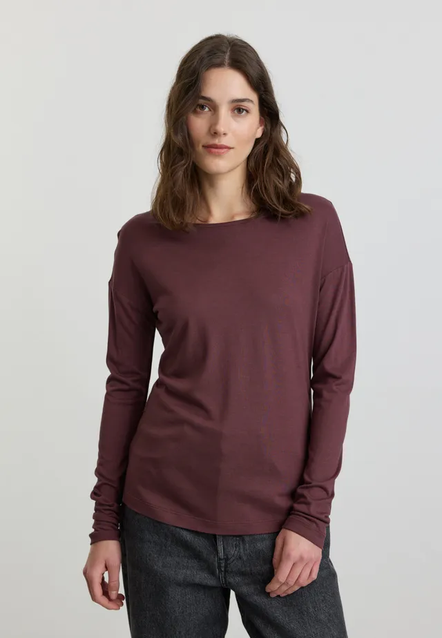 Recolution Fuchsia maglia manica lunga prugna in viscosa