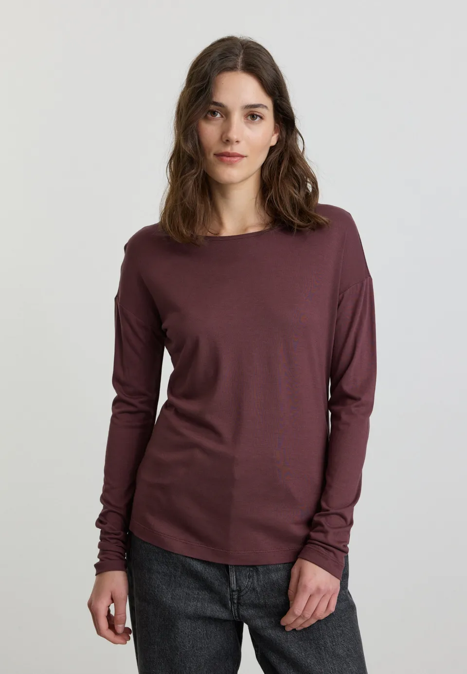 Recolution Fuchsia maglia manica lunga prugna in viscosa