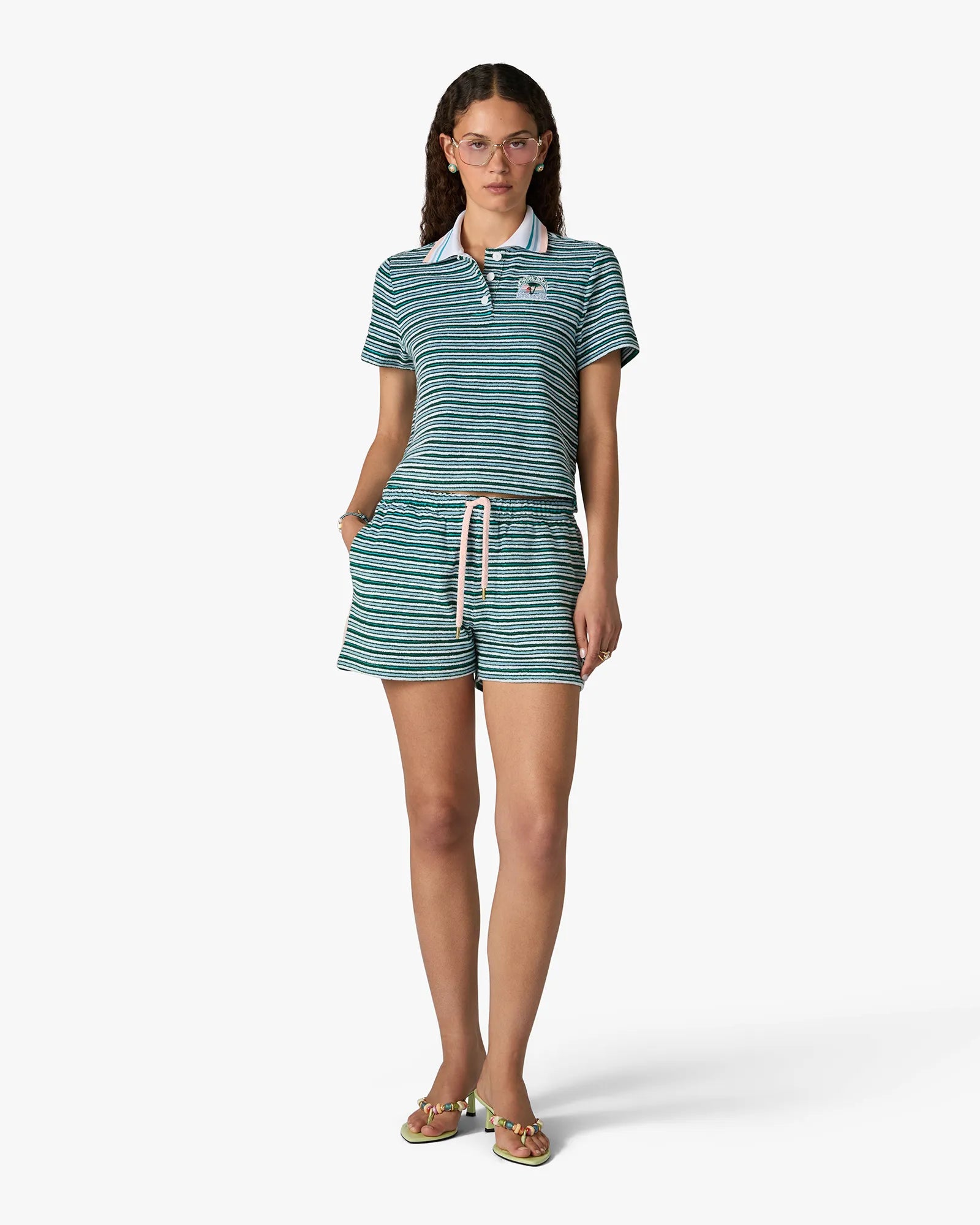 Casablanca Palm Tree shorts spugna verde rilassati