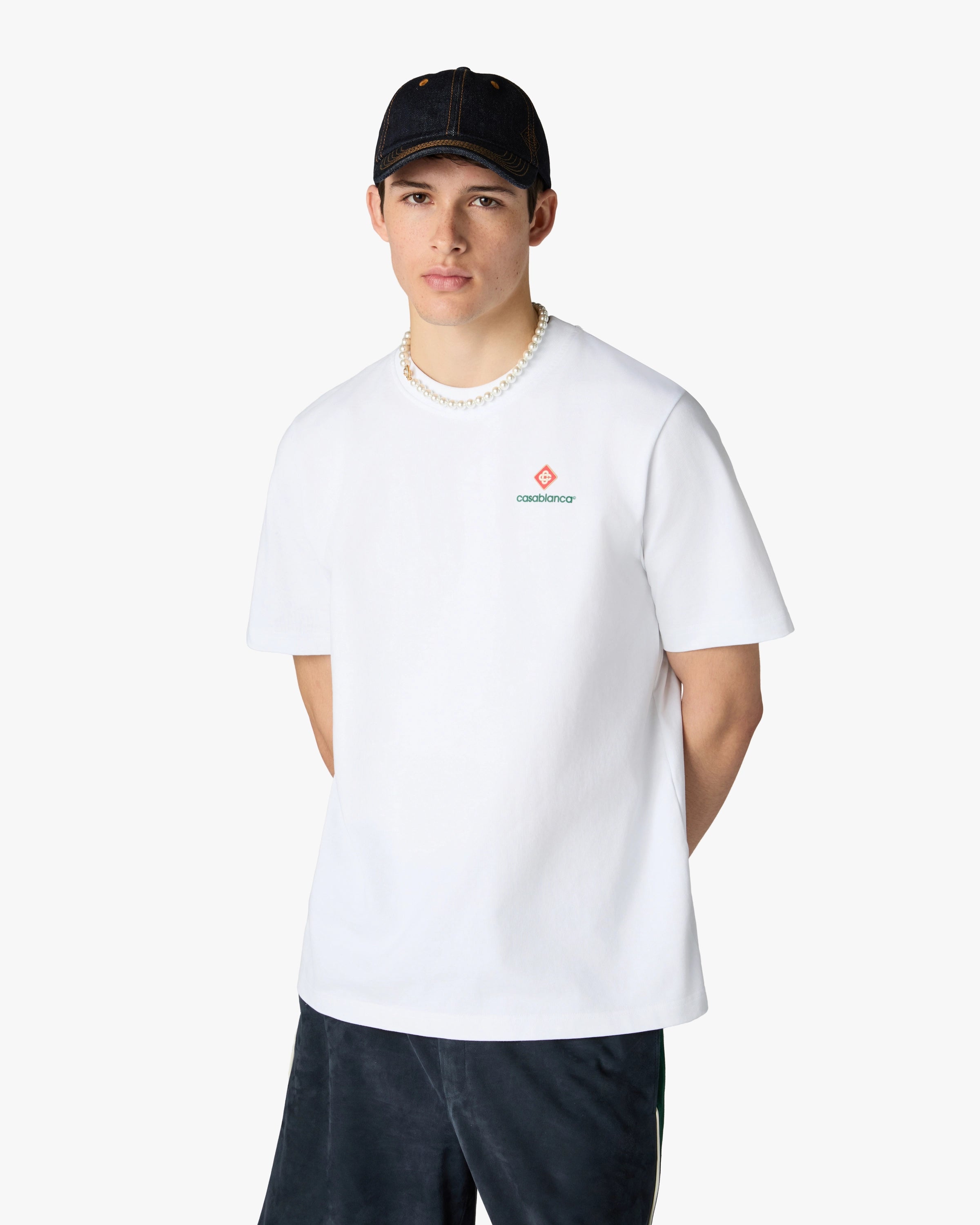 Casablanca Sport Type t-shirt uomo bianca cotone