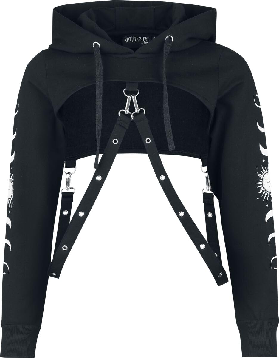Gothicana by EMP Crop Hoodie felpa donna nero taglia L