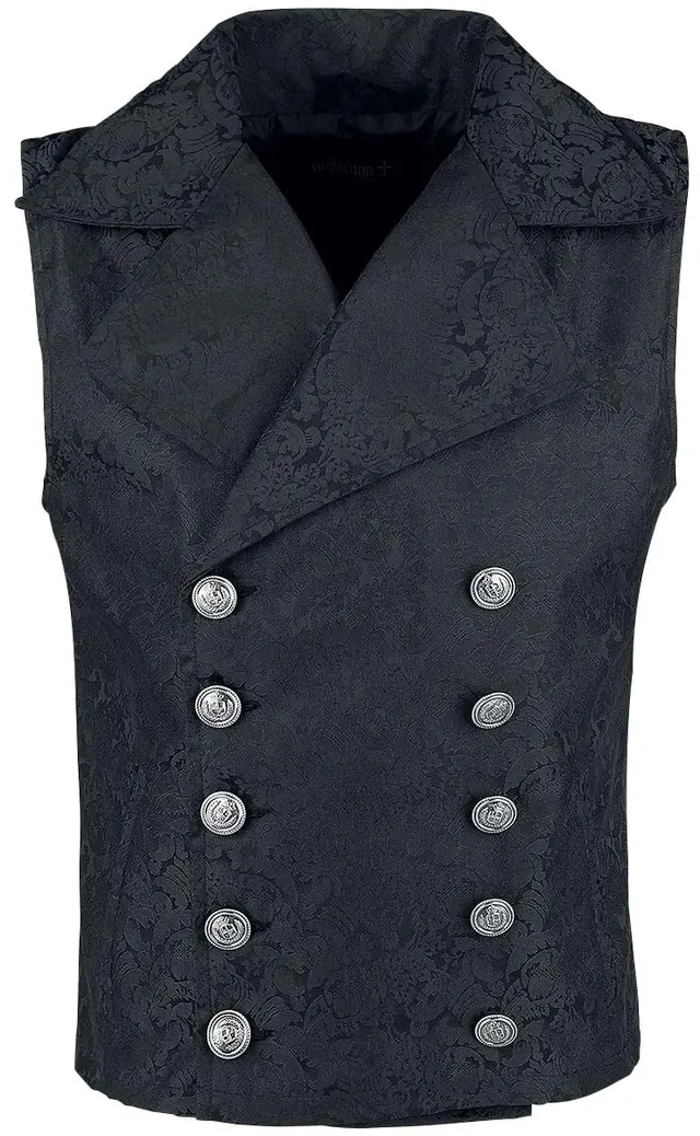 Gothicana by EMP gilet nero broccato taglia XL uomo