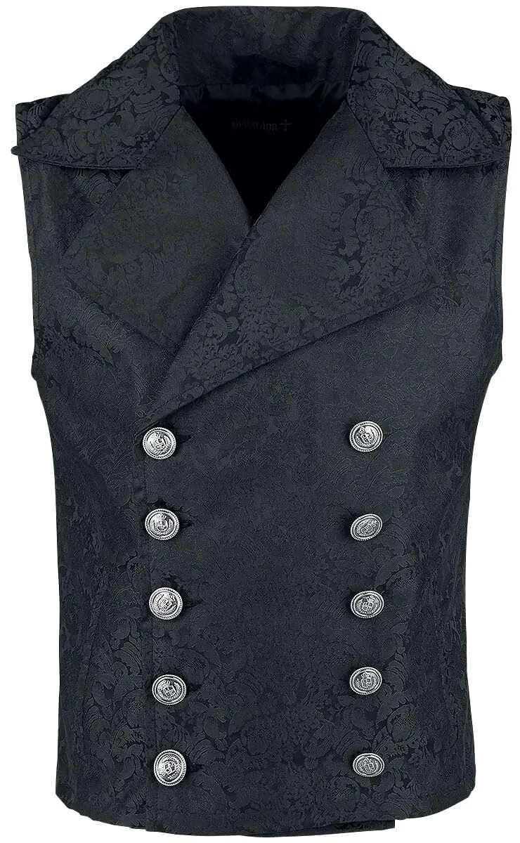 Gothicana by EMP gilet nero broccato taglia XL uomo