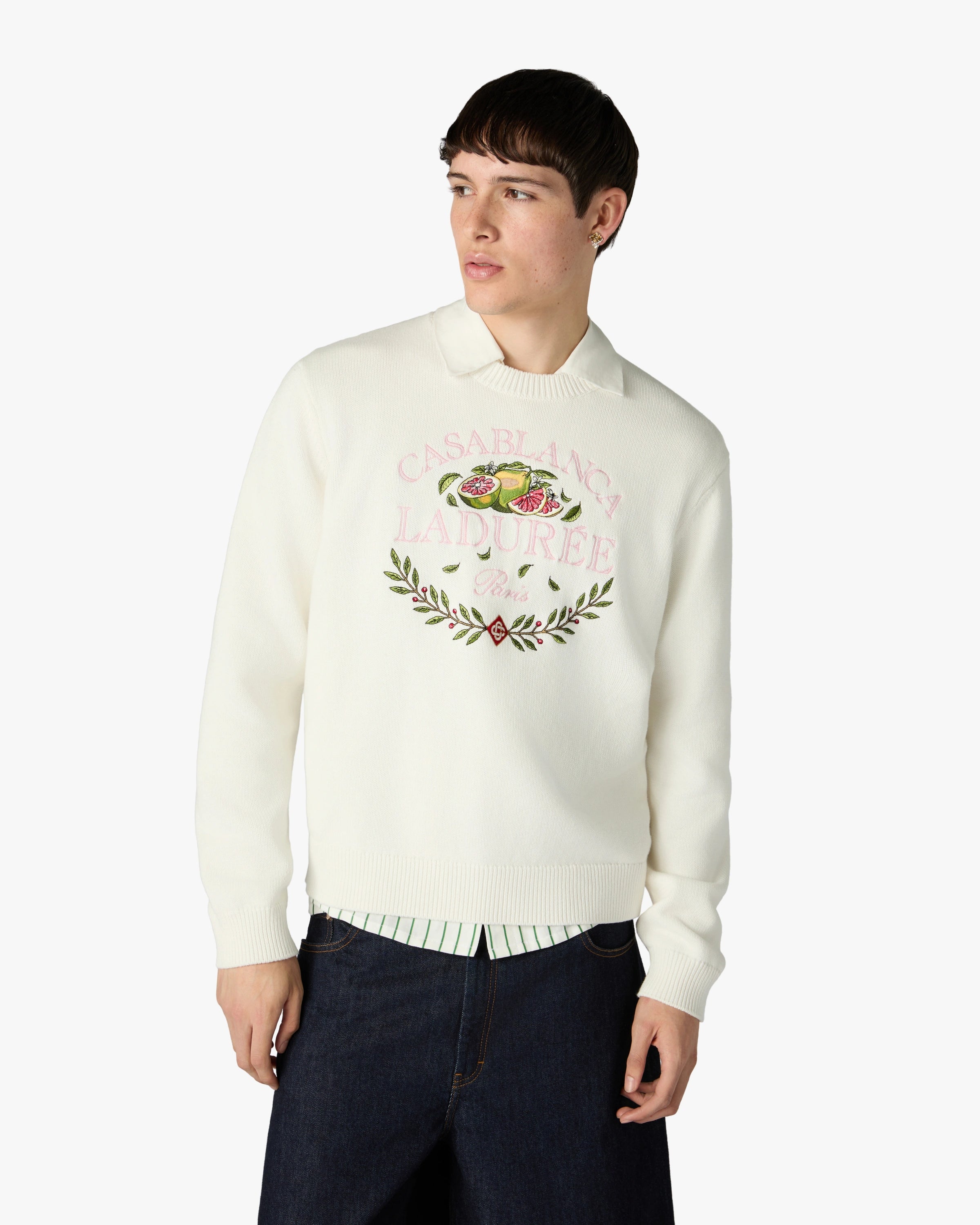 Casablanca Laduree maglione unisex crema cotone ricamato