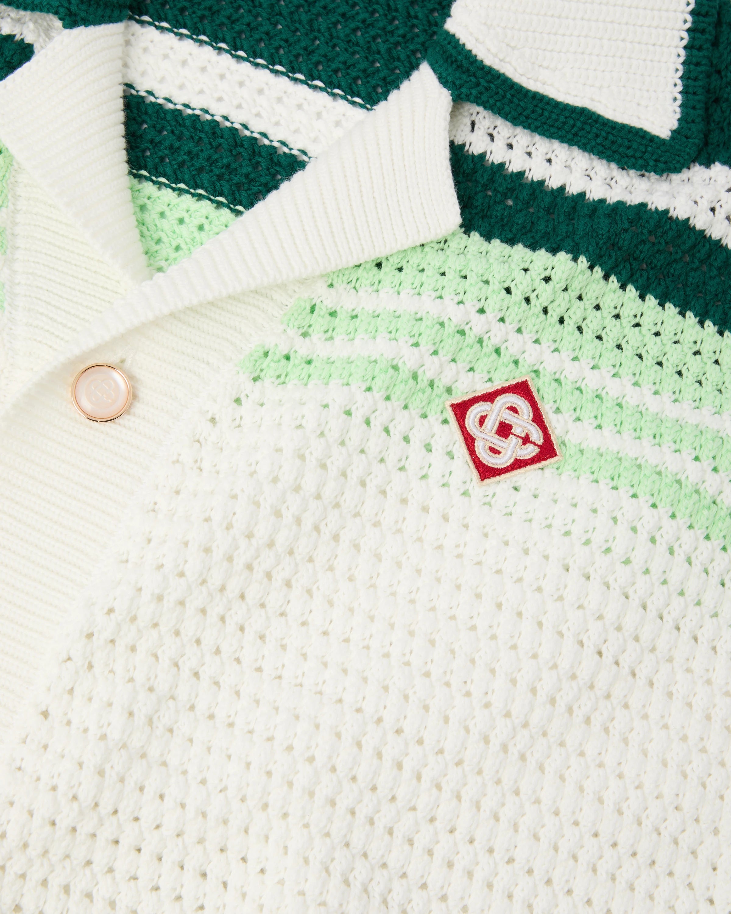 Casablanca Tennis Stripe camicia crochet verde