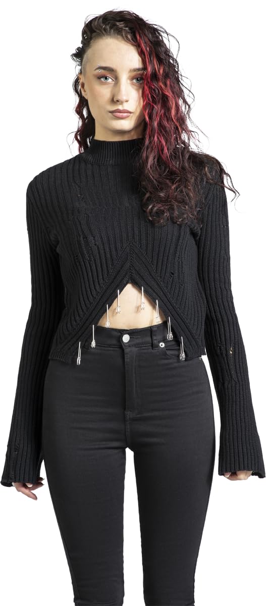 Gothicana by EMP Maglione Nero Dettagli Metallici taglia L