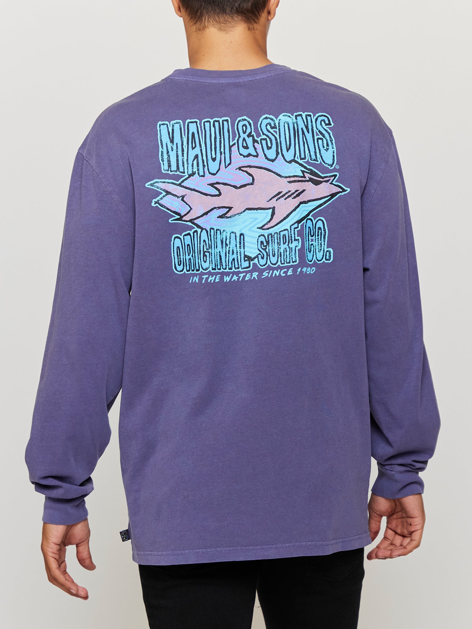 Maui and Sons Shark Surf Co. maglia manica lunga viola cotone