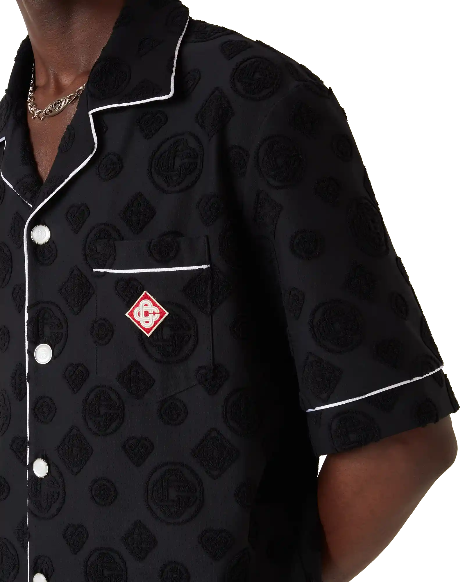 Casablanca Monogram camicia uomo nera spugna