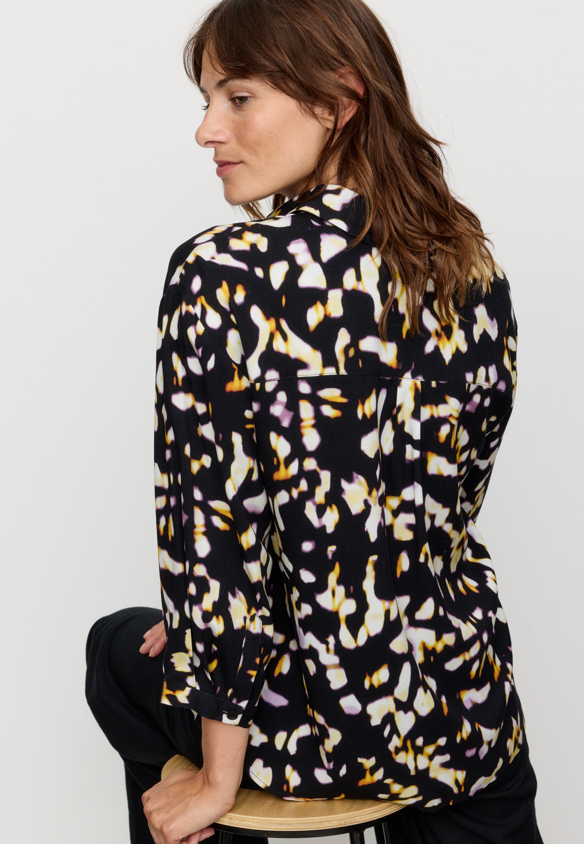 Recolution Cypress Blurry camicia nera viscosa