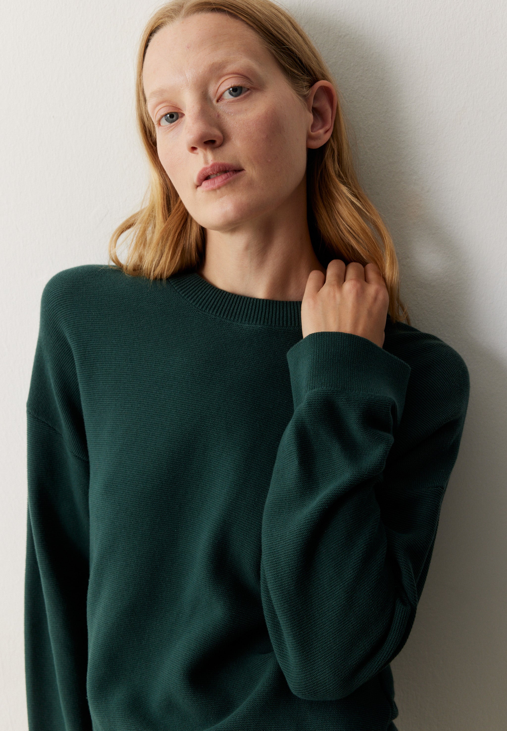 Recolution Gingko pullover verde scuro cotone bio