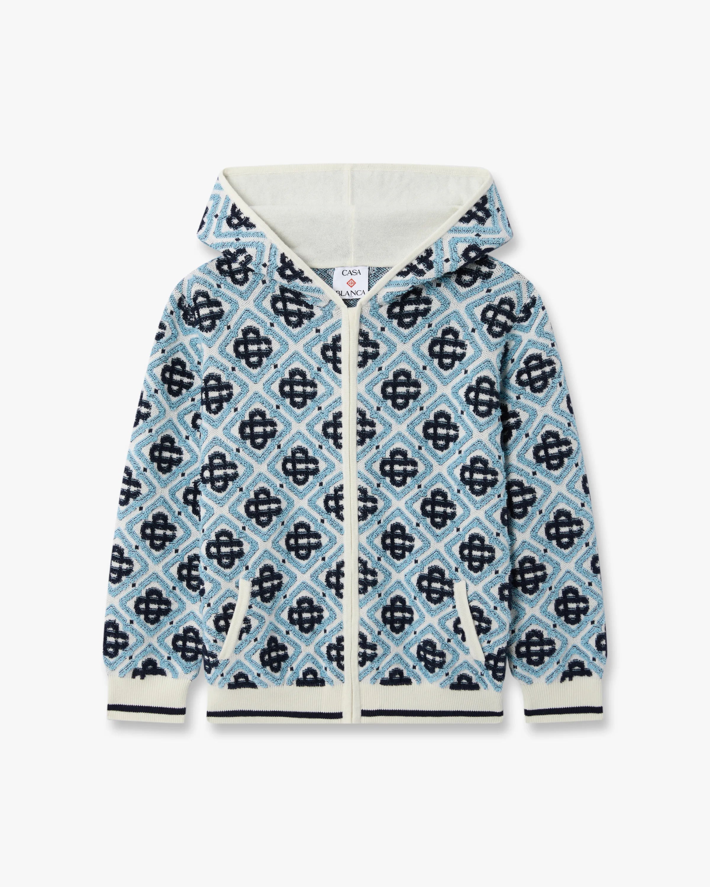 Casablanca Monogram Felpa Zip Bambino Blu cotone