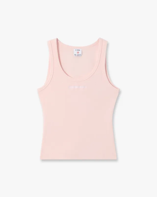 Casablanca Ribbed canotta rosa cropped donna