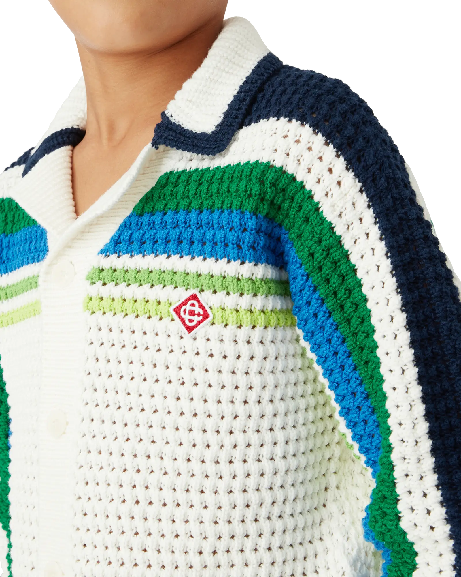 Casablanca Tennis Stripe maglia bimbo bianca maniche lunghe