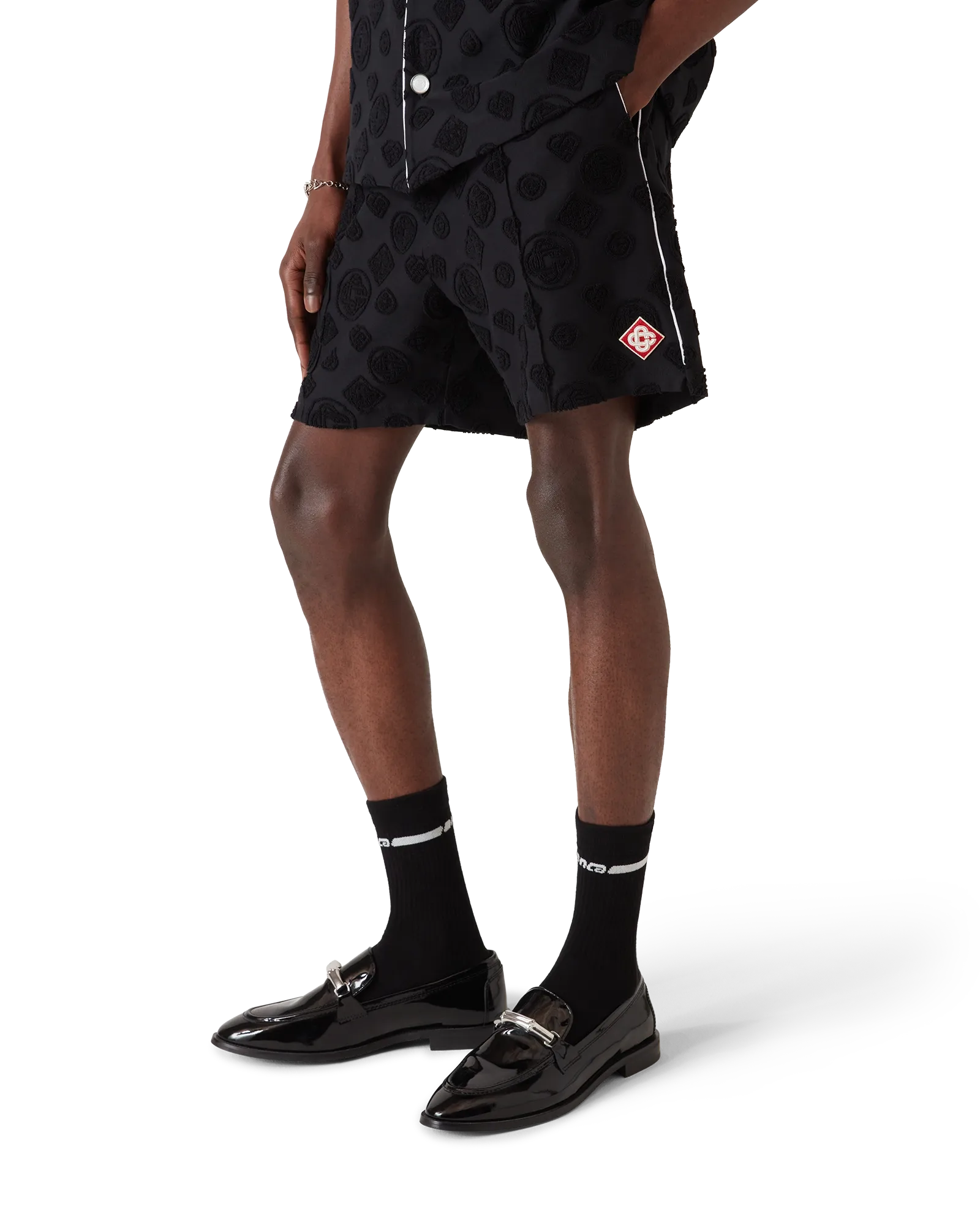 Casablanca Monogram Shorts pantaloncini neri spugna