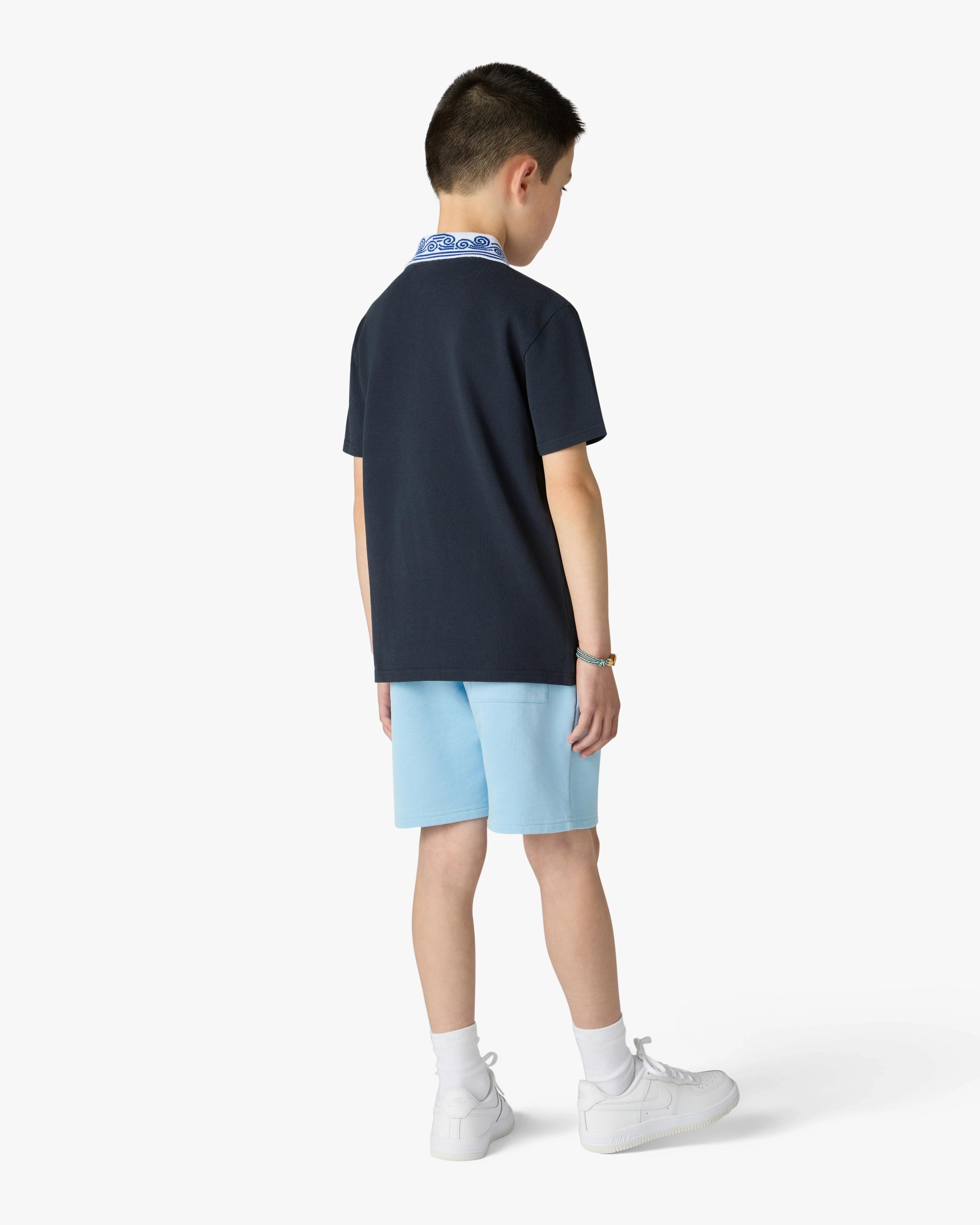 Casablanca Navy Wave polo bambino blu cotone