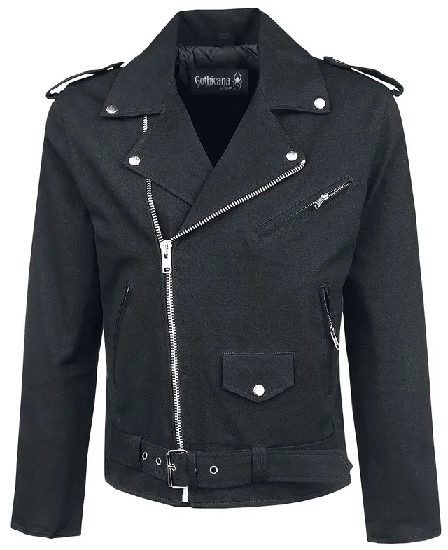 Gothicana Giacca Biker Nera Uomo Mezza Stagione