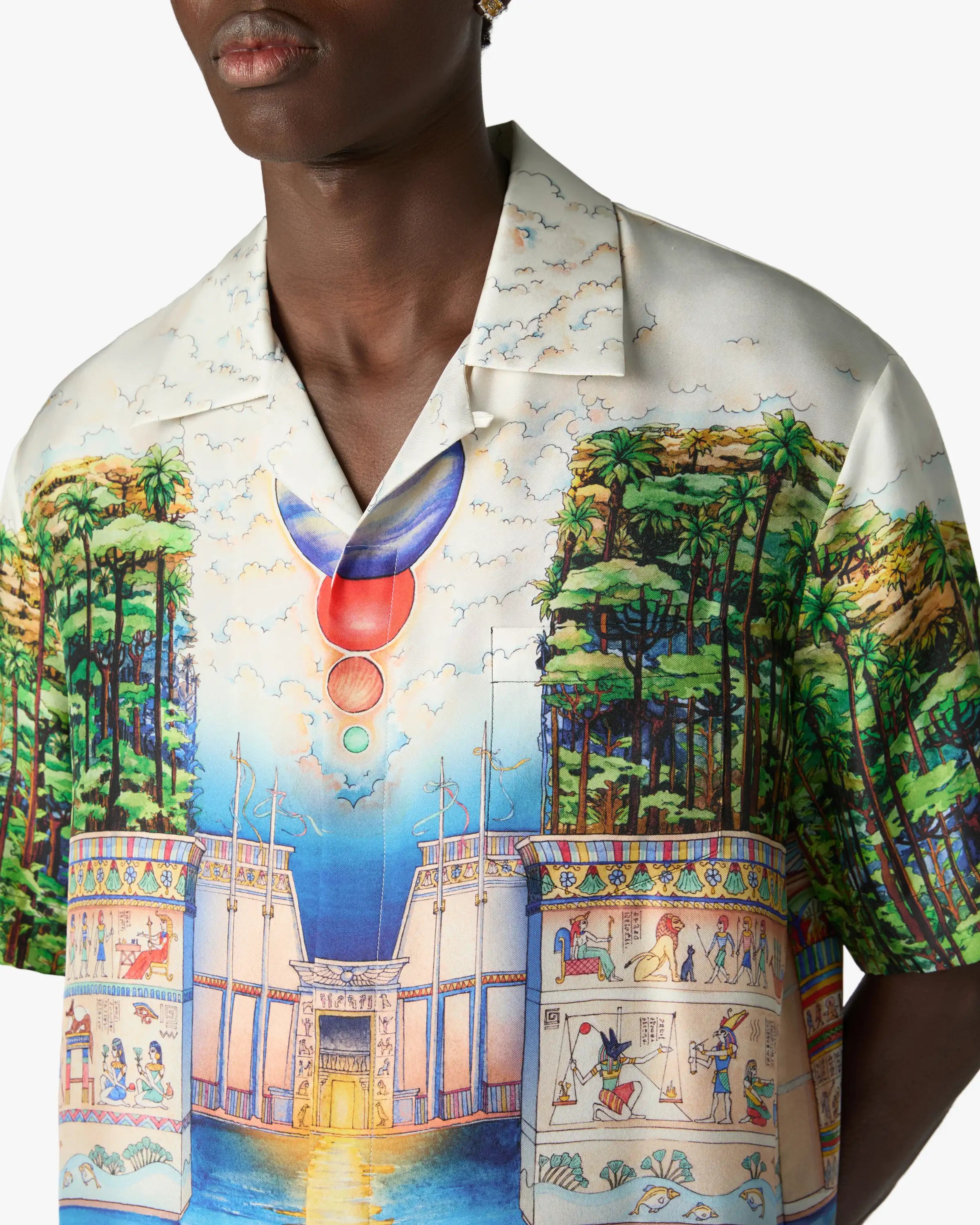 Casablanca Trompe L'Oeil camicia seta multicolore