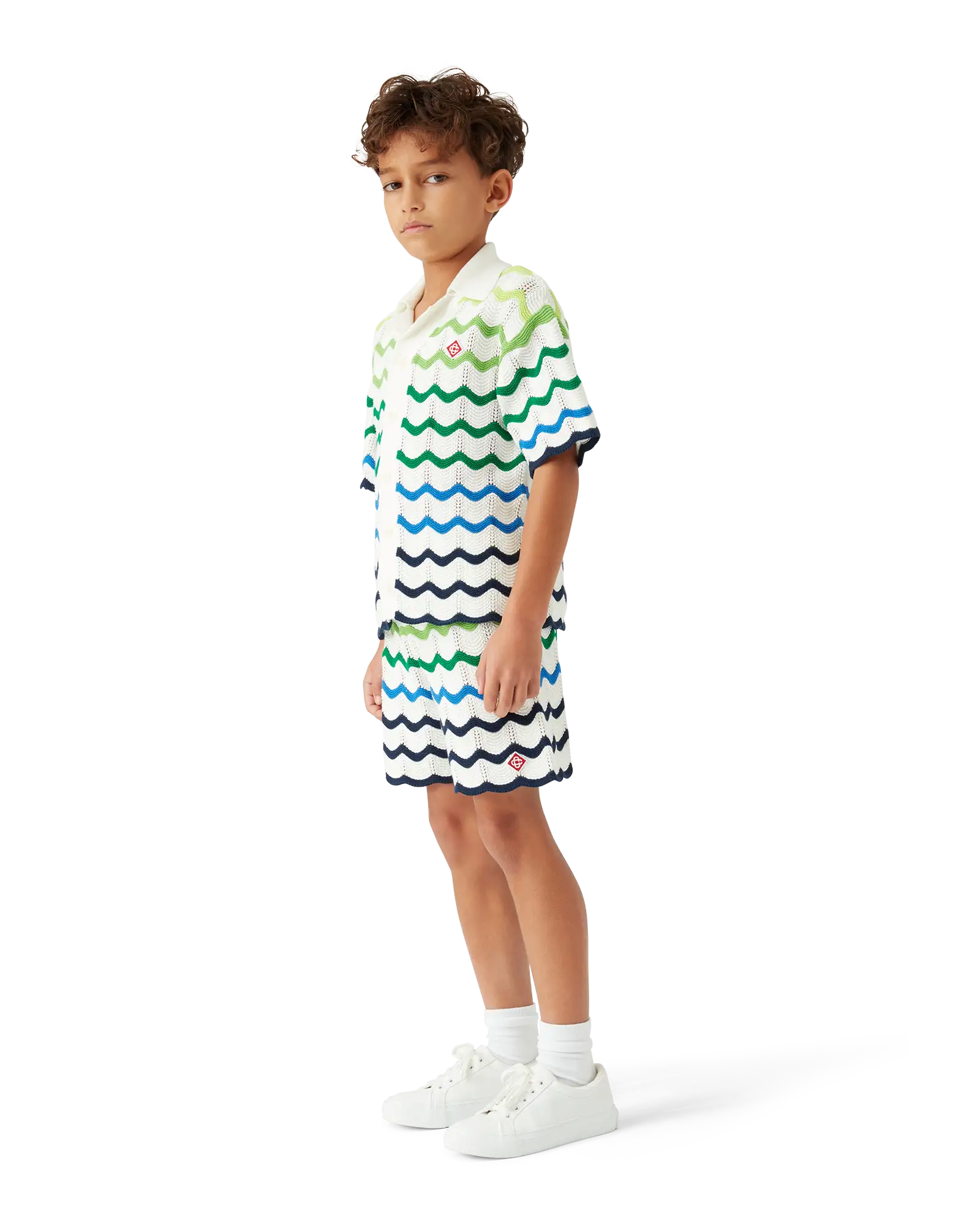 Casablanca Gradient Wave camicia bambino verde cotone