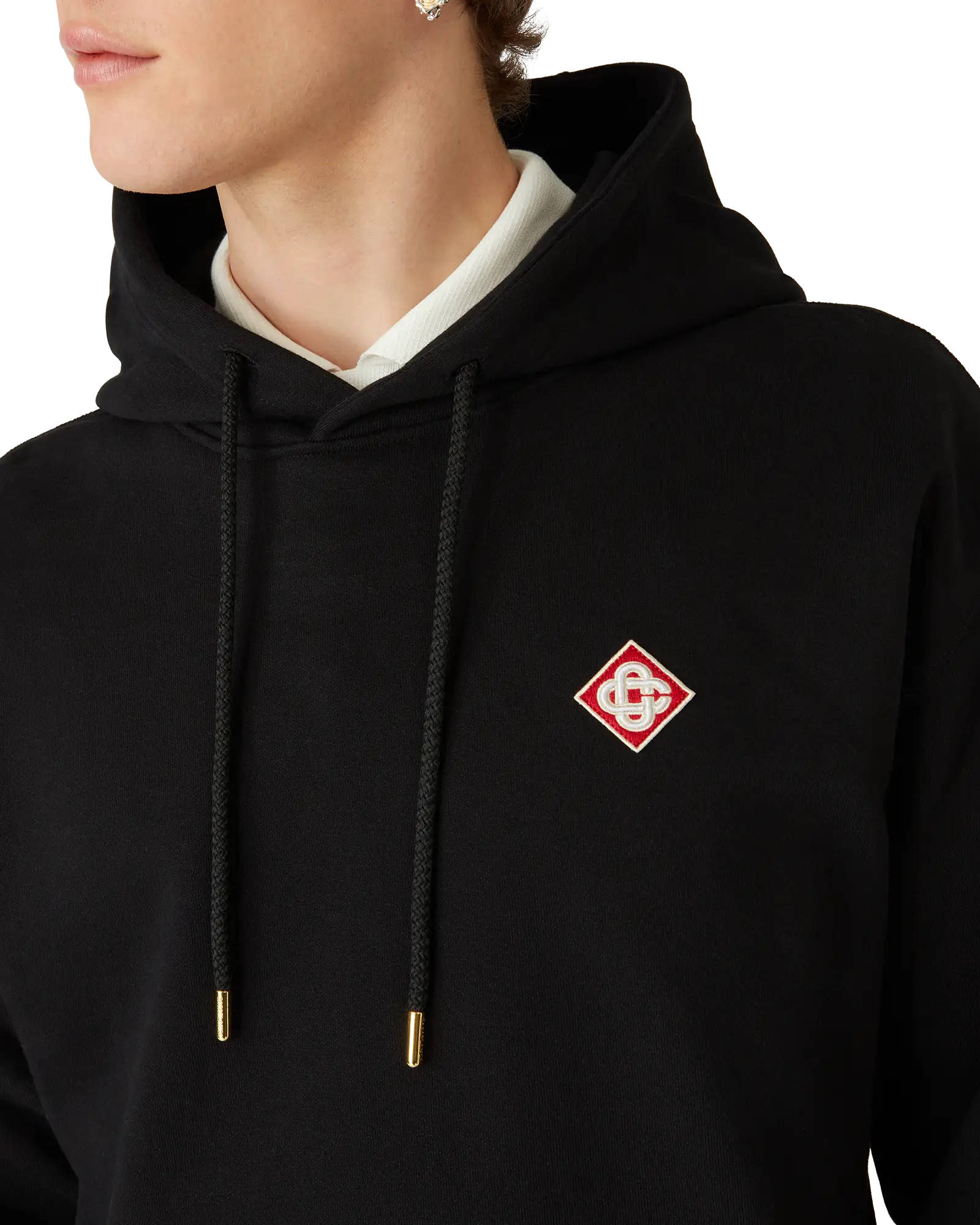 Casablanca Diamond Logo felpa cappuccio nera cotone