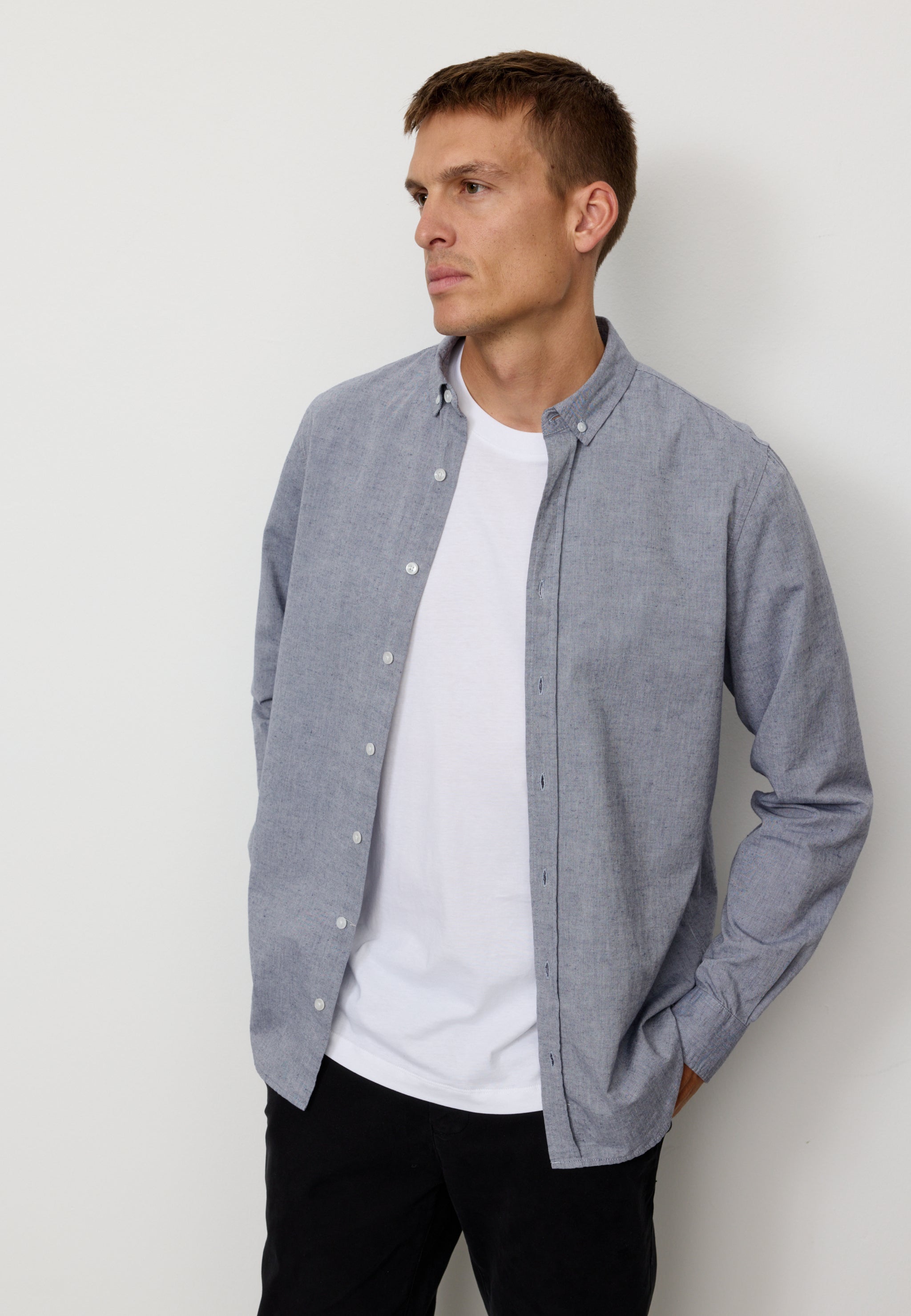 Recolution Corn camicia uomo blue cotone bio e lino