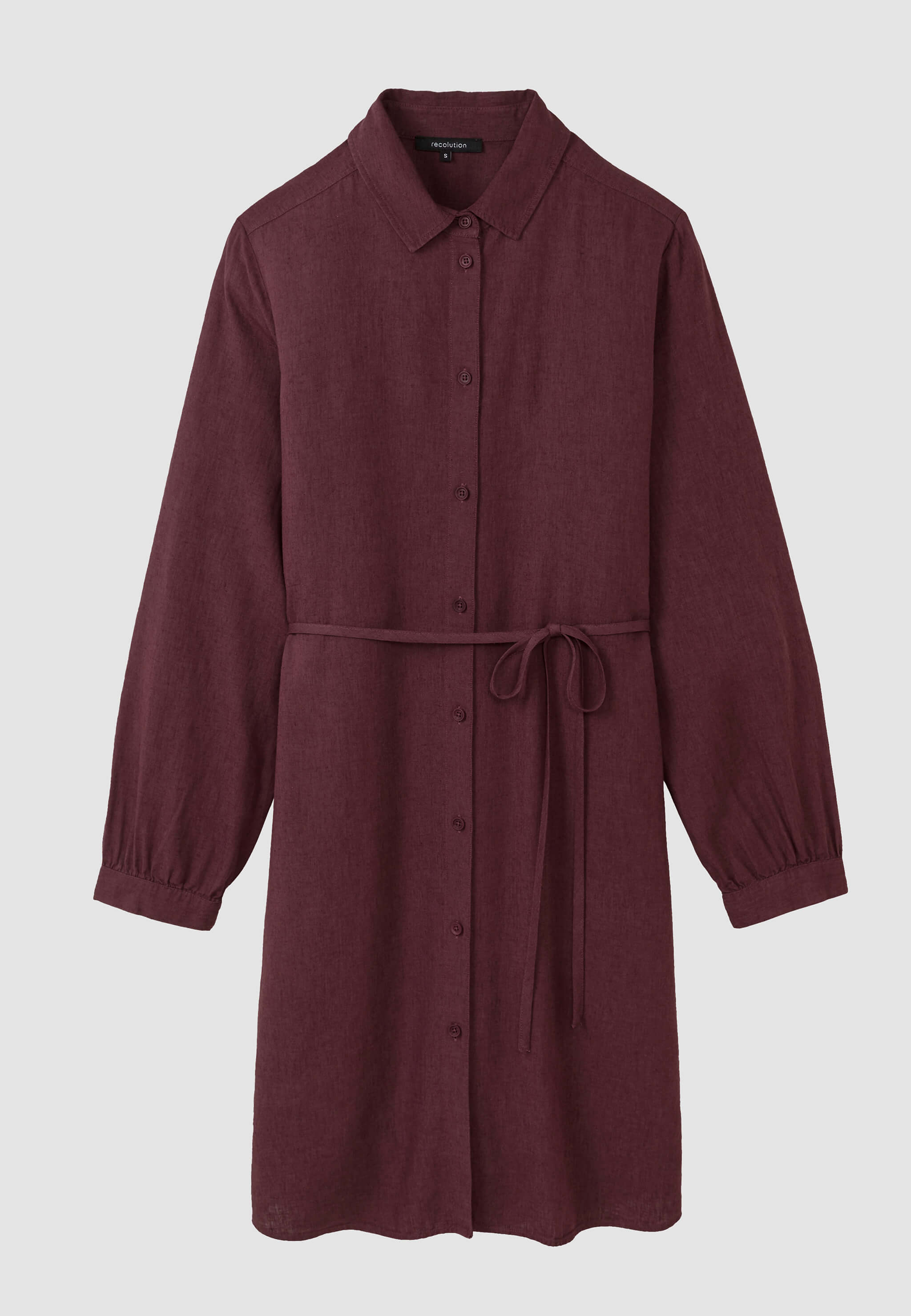 Recolution Melon vestito prugna lino cintura