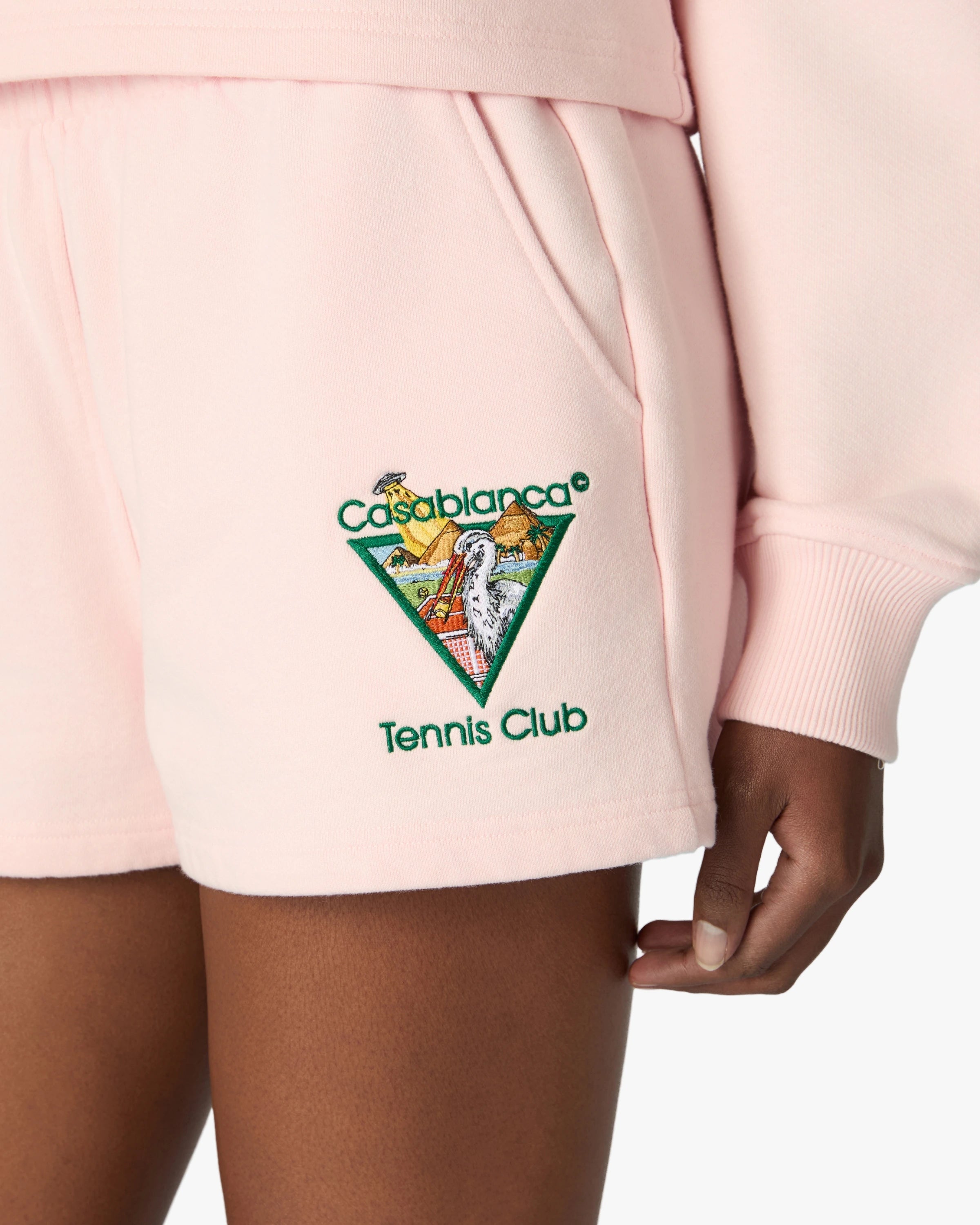 Casablanca Tennis Club Icon Pyramid pantaloncini rosa cotone