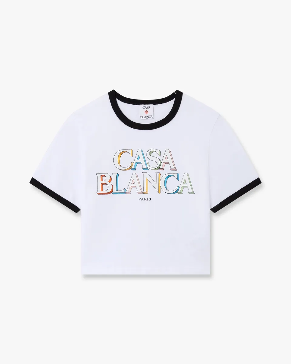 Casablanca Stacked Logo t-shirt donna bianca cropped