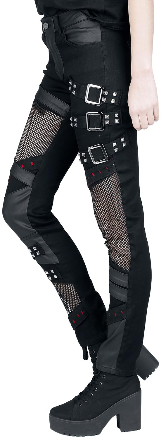 Gothicana by EMP Skarlett jeans donna nero mesh 31W/30L