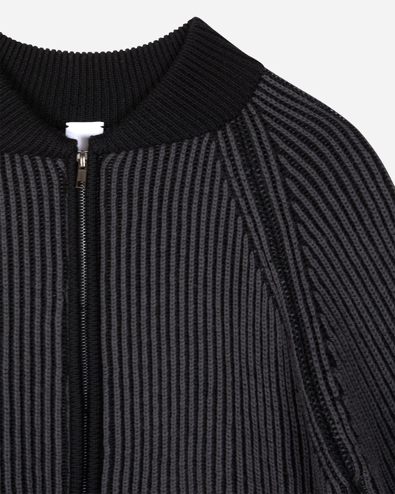 Noskra GreyBlack Maglia zip lana cerniera argento